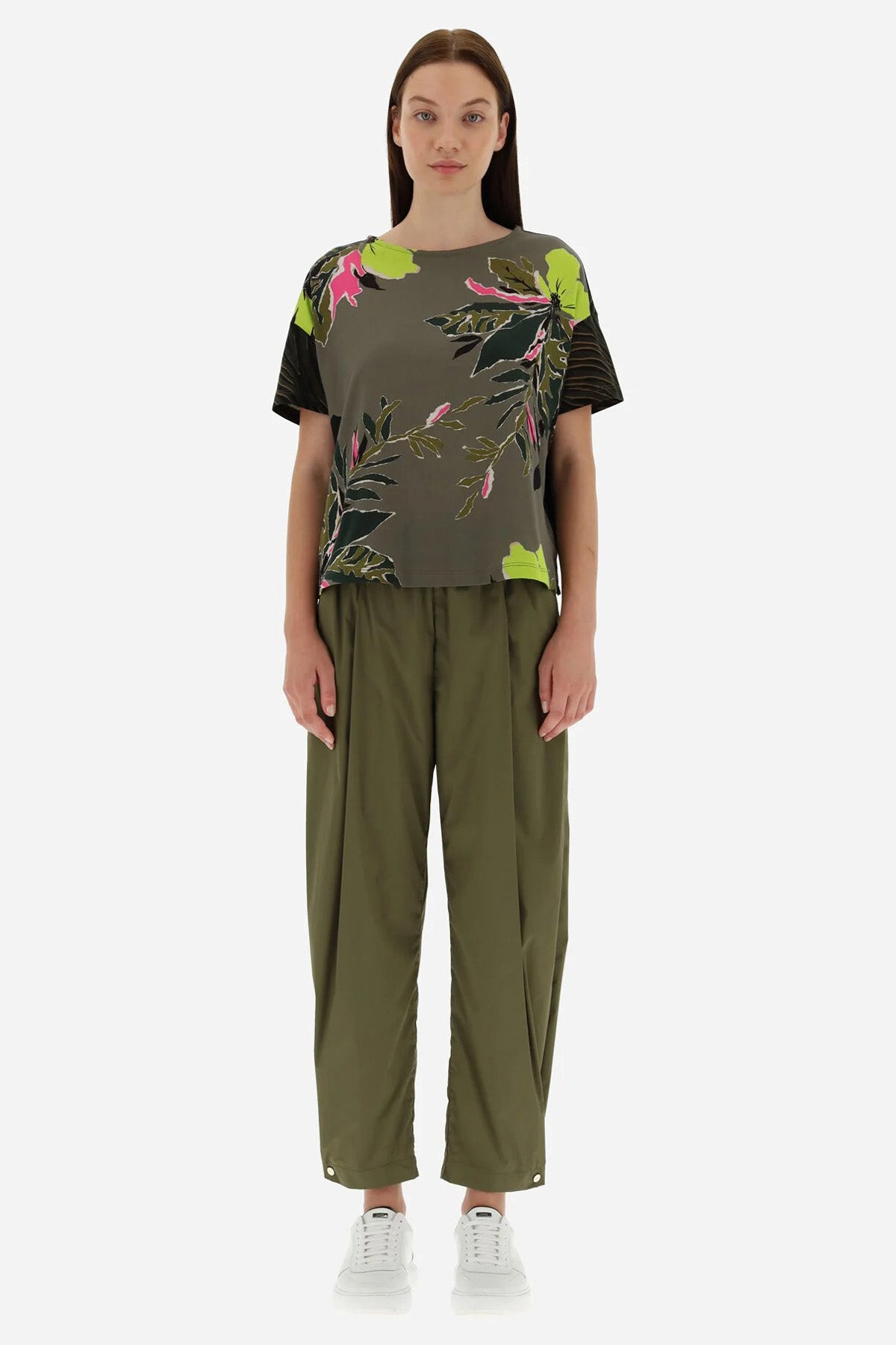 Herno Çiçek Baskılı Yuvarlak Yaka T-shirt-Libas Trendy Fashion Store