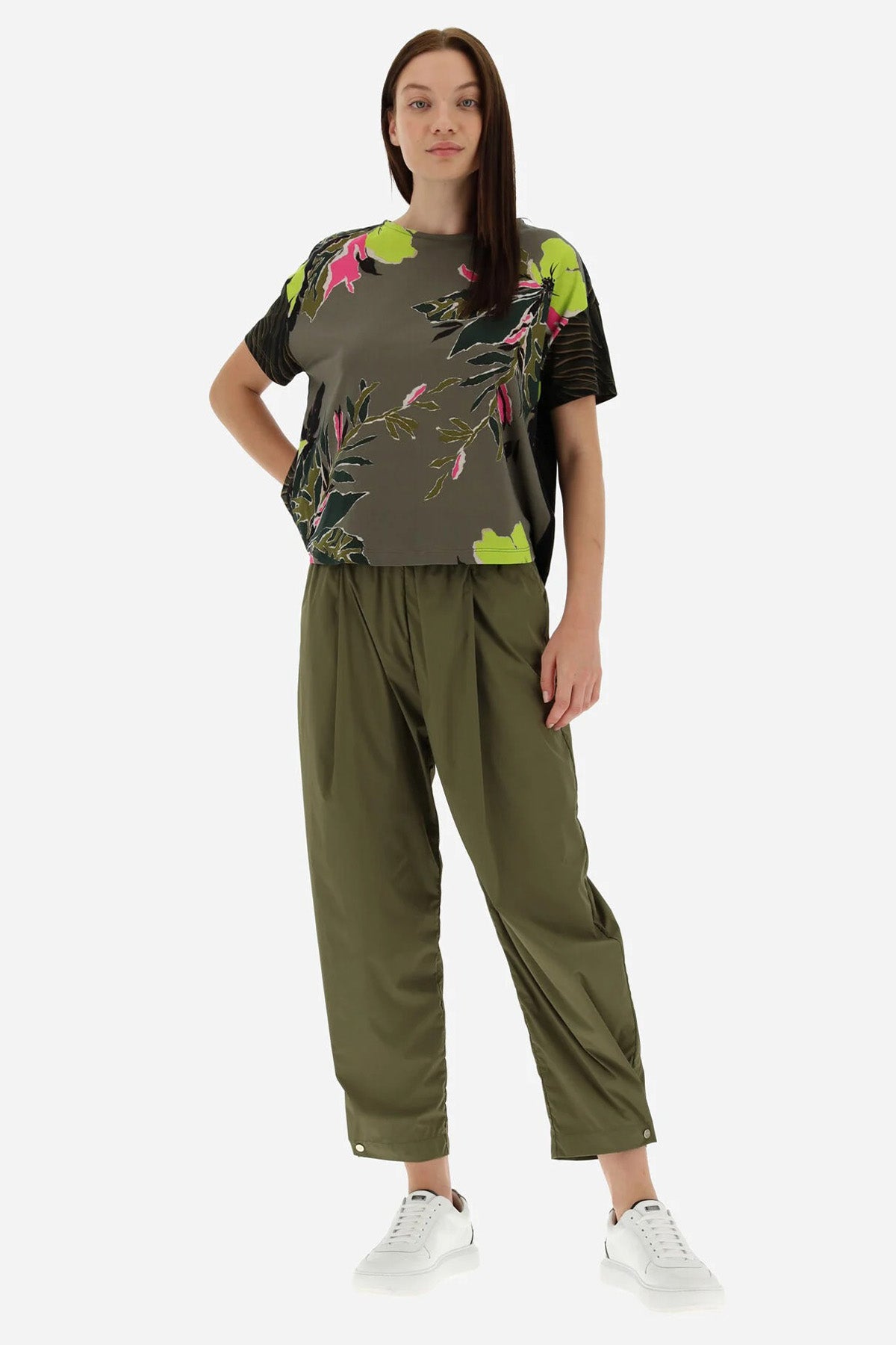 Herno Çiçek Baskılı Yuvarlak Yaka T-shirt-Libas Trendy Fashion Store