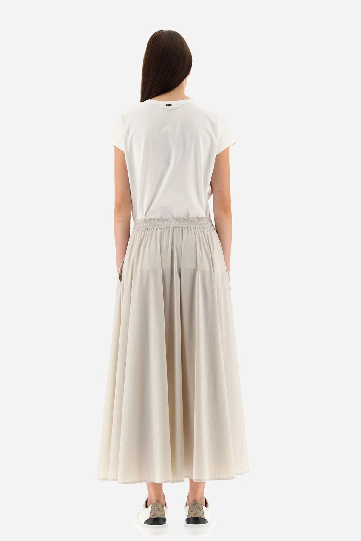 Herno Beli Lastikli Pileli Midi Etek-Libas Trendy Fashion Store