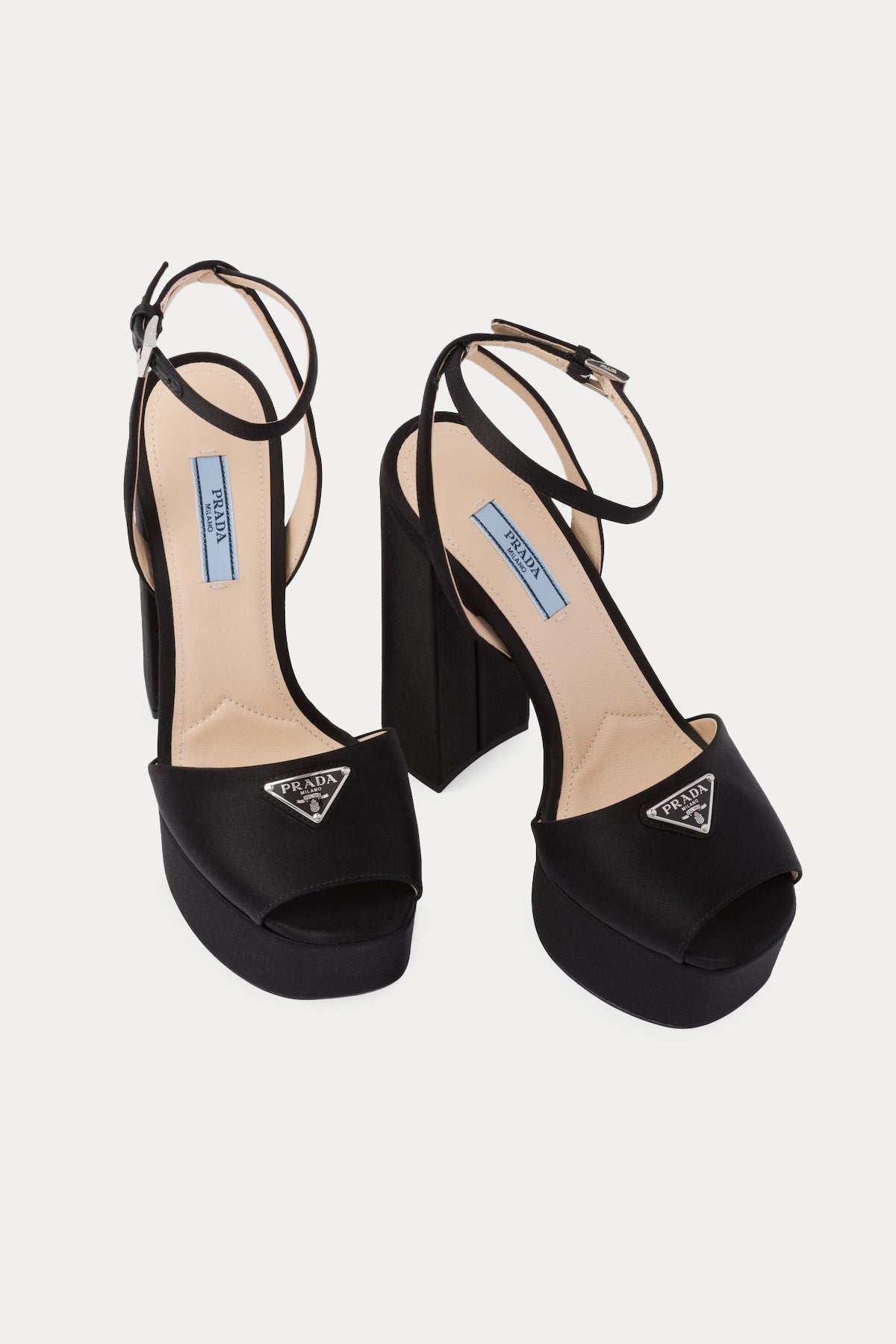 Prada Platformlu Saten Kaplamalı Küt Burun Topuklu Ayakkabı-Libas Trendy Fashion Store
