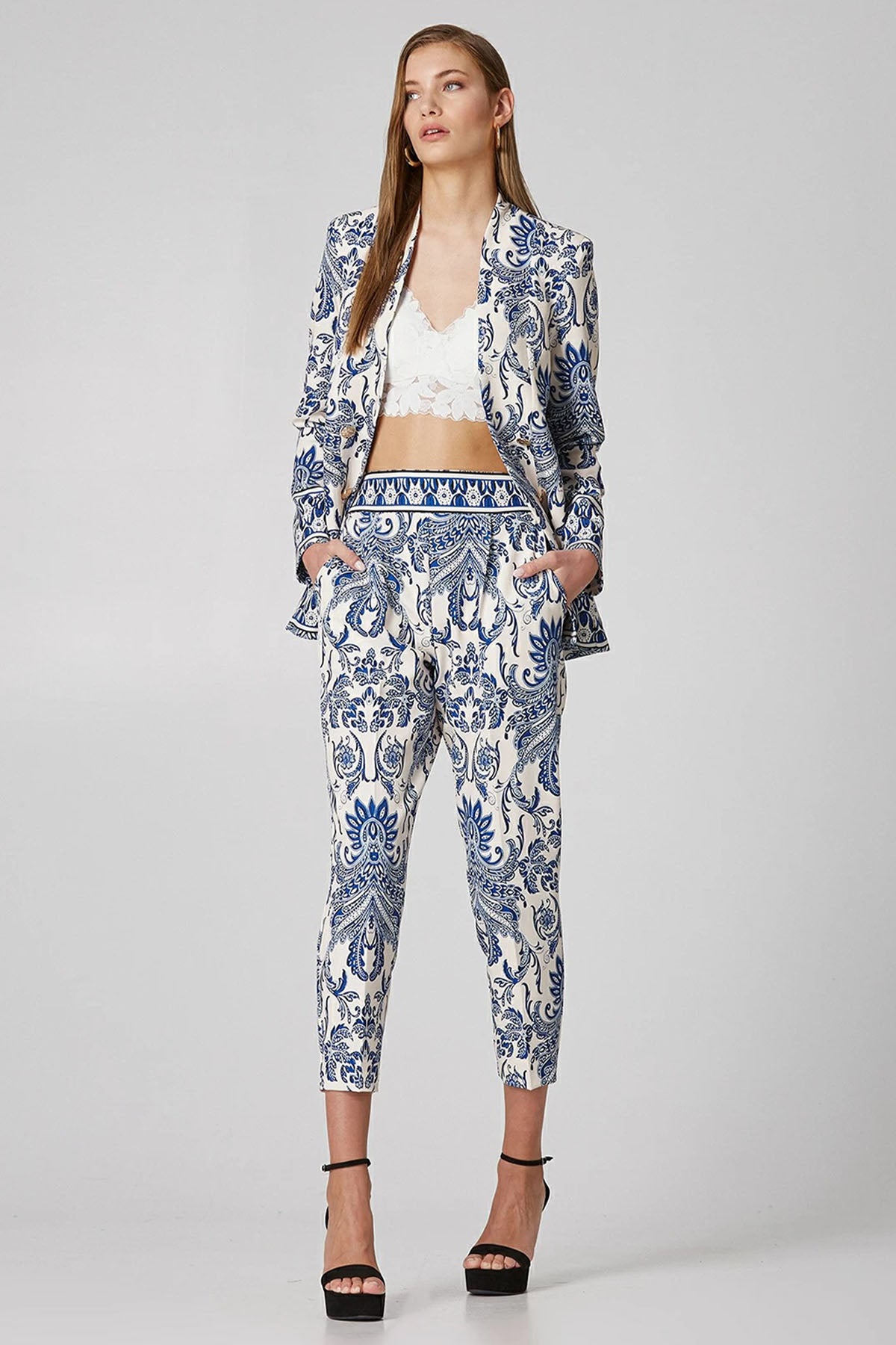 Lynne Yüksek Bel Desenli Pantolon-Libas Trendy Fashion Store