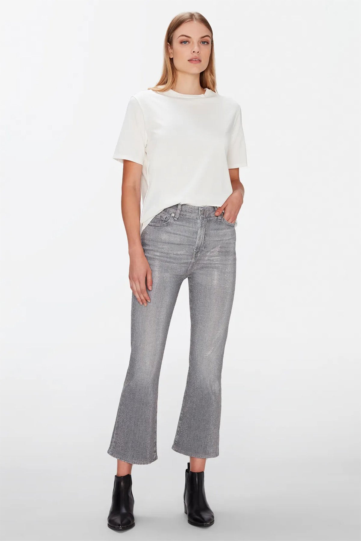 7 For All Mankind Cross Back Tee Yuvarlak Yaka T-shirt-Libas Trendy Fashion Store