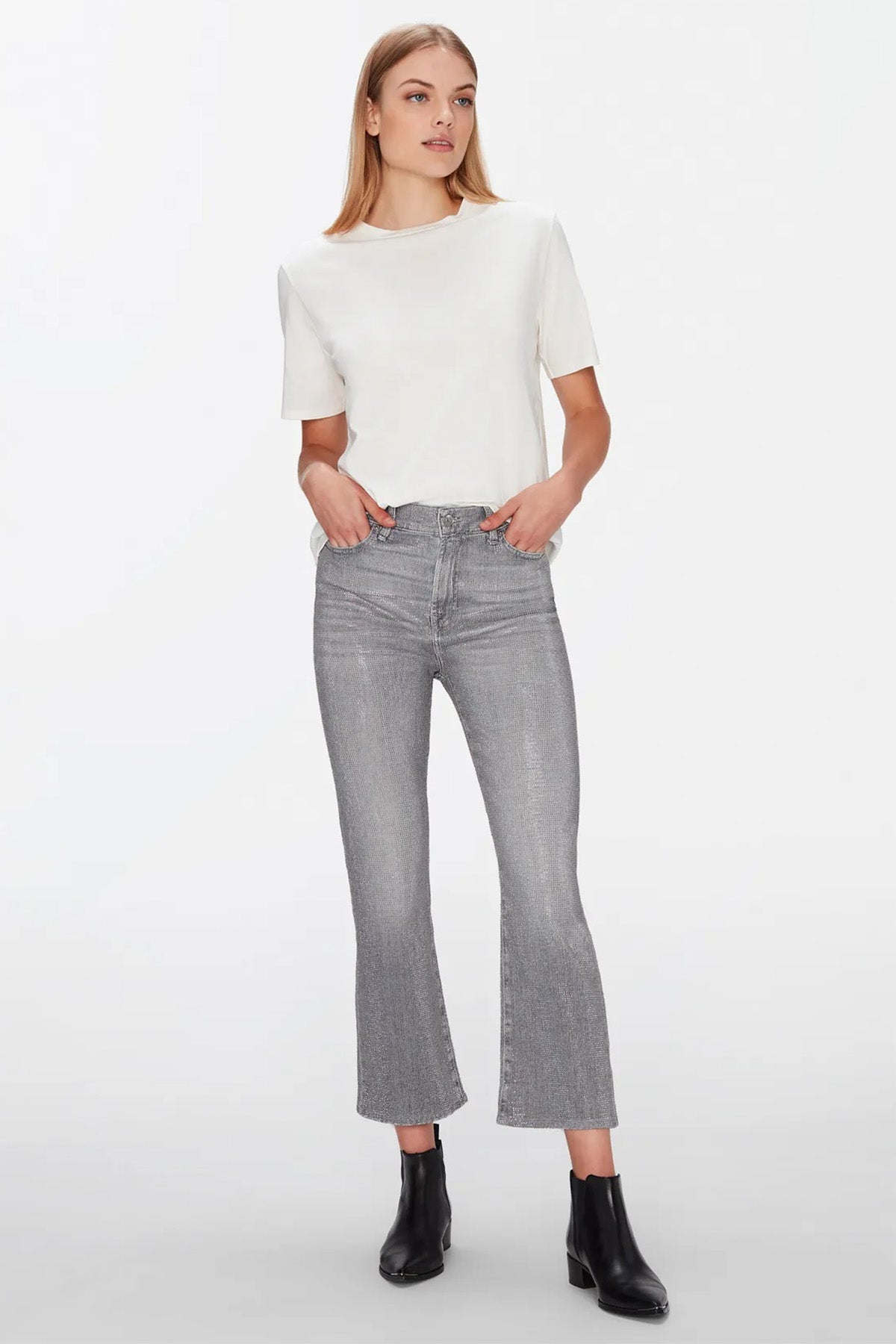 7 For All Mankind Cross Back Tee Yuvarlak Yaka T-shirt-Libas Trendy Fashion Store