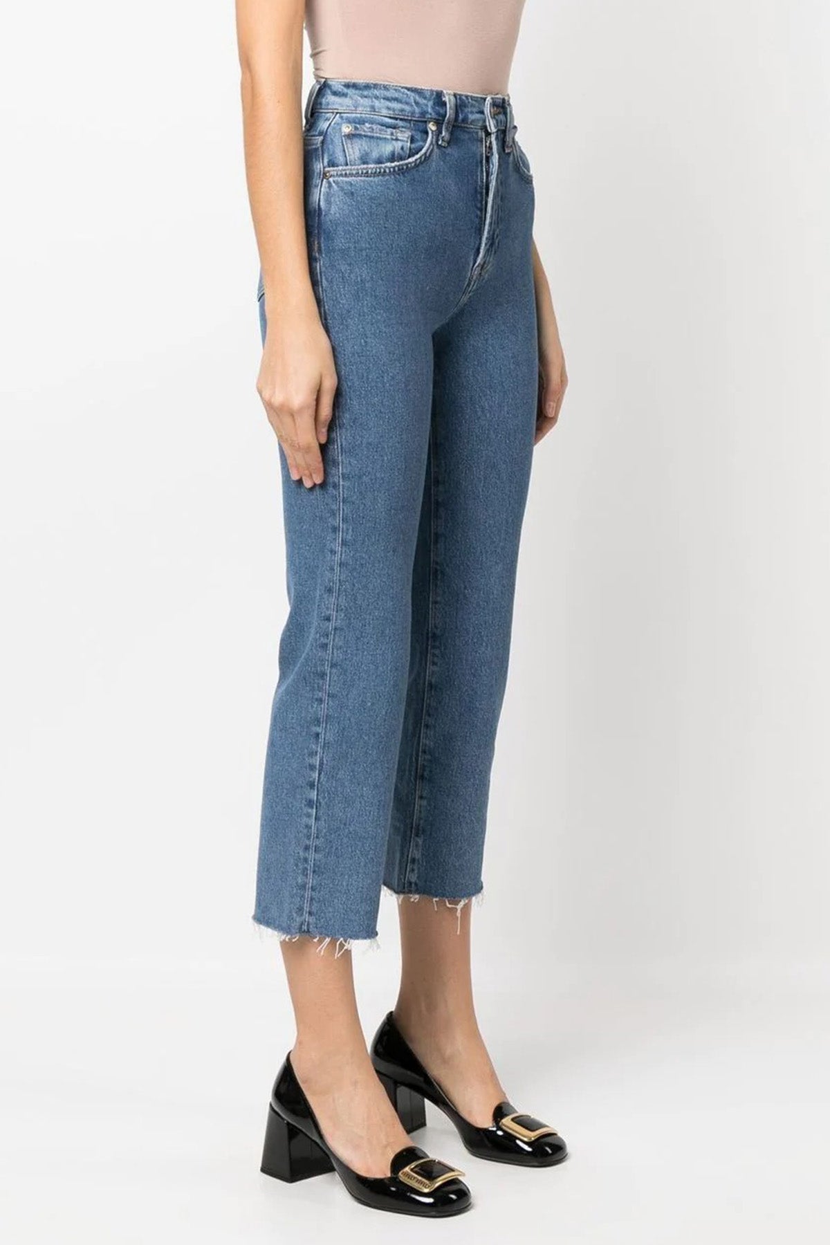 7 For All Mankind Logan Stovepipe Yüksek Bel Crop Paça Jeans-Libas Trendy Fashion Store
