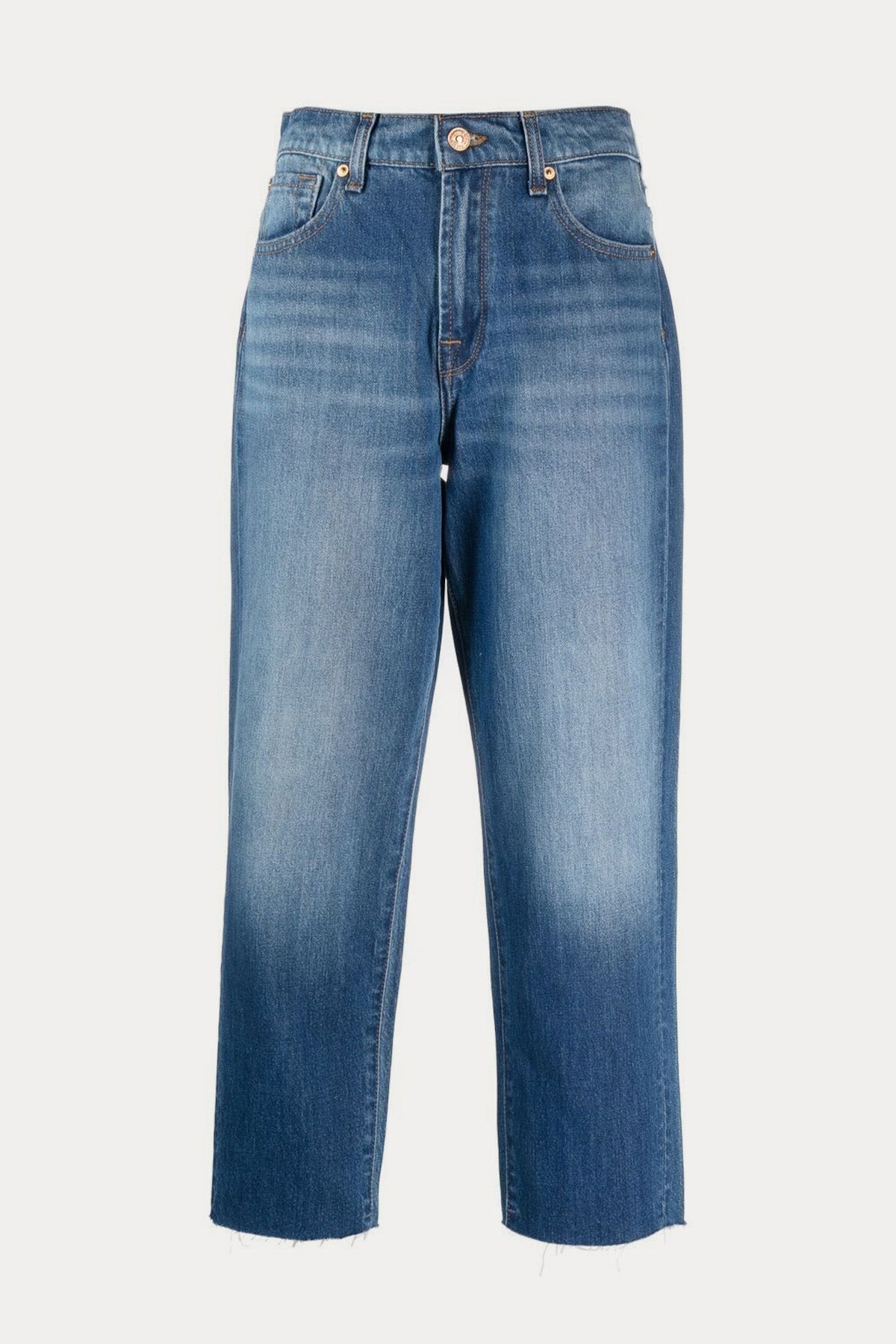 7 For All Mankind Modern Straight Fit Yüksek Bel Crop Paça Jeans-Libas Trendy Fashion Store