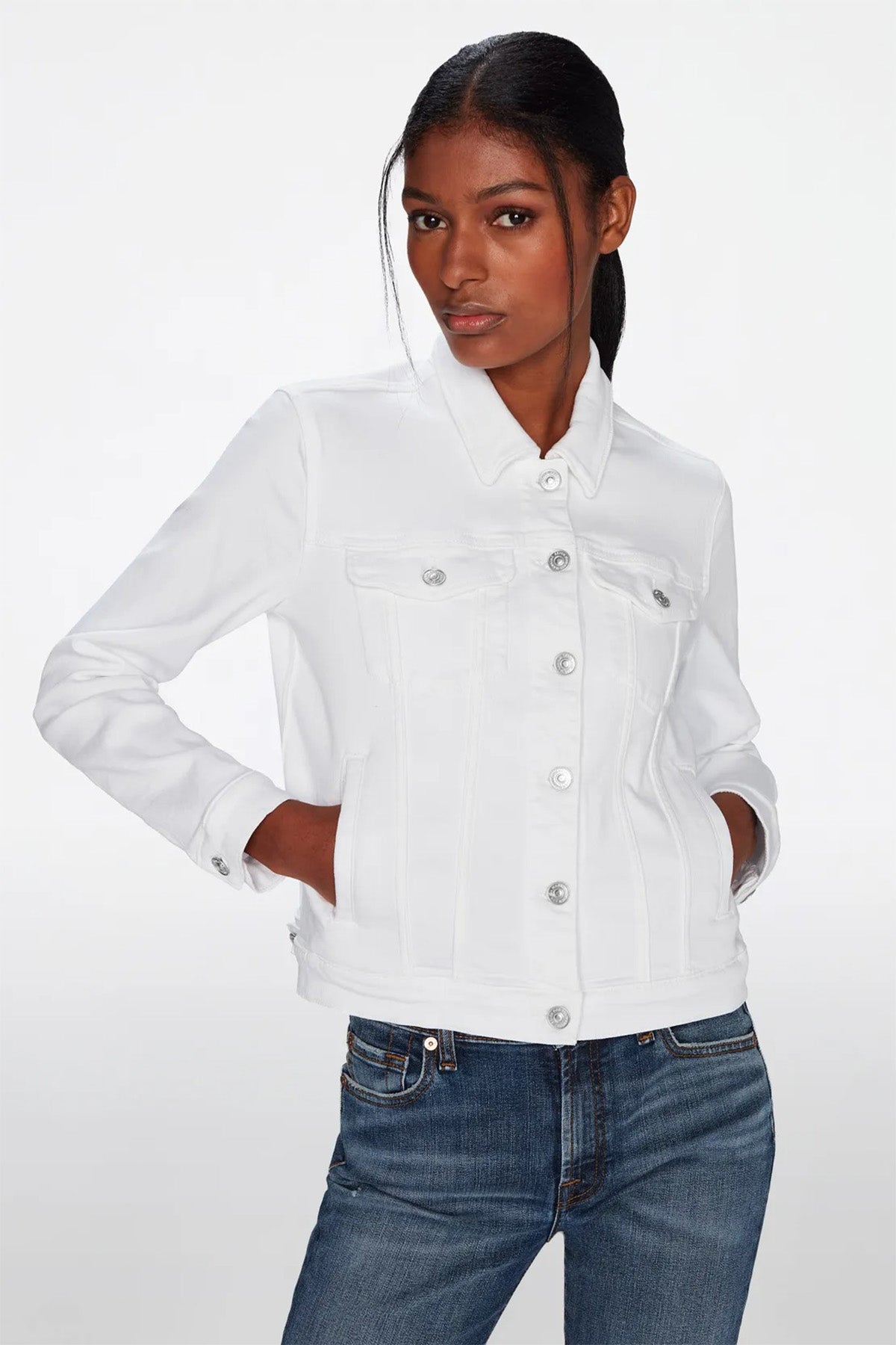 7 For All Mankind Luxe Vintage Kapak Cepli Streç Denim Ceket-Libas Trendy Fashion Store