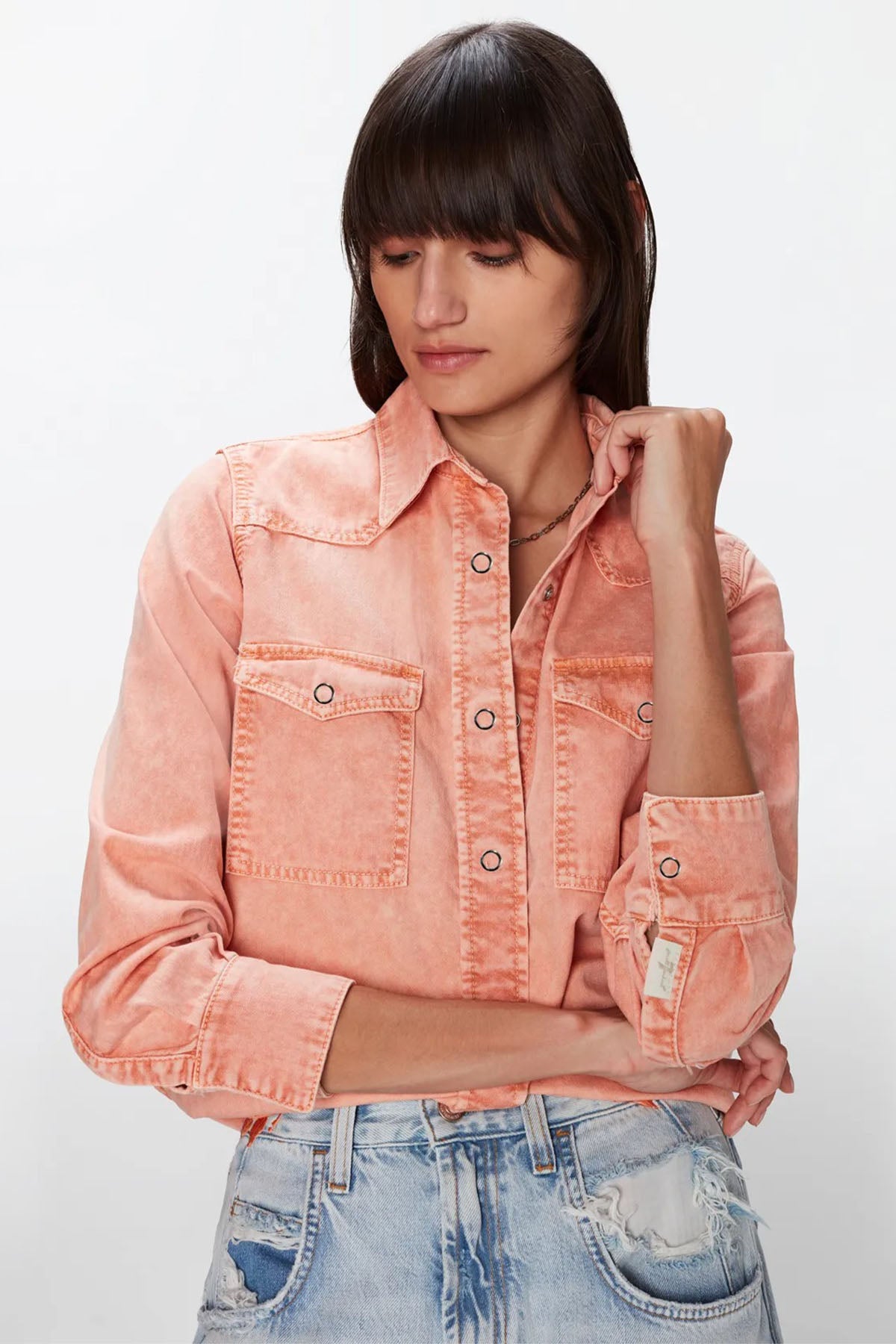 7 For All Mankind Kapak Cepli Denim Gömlek-Libas Trendy Fashion Store