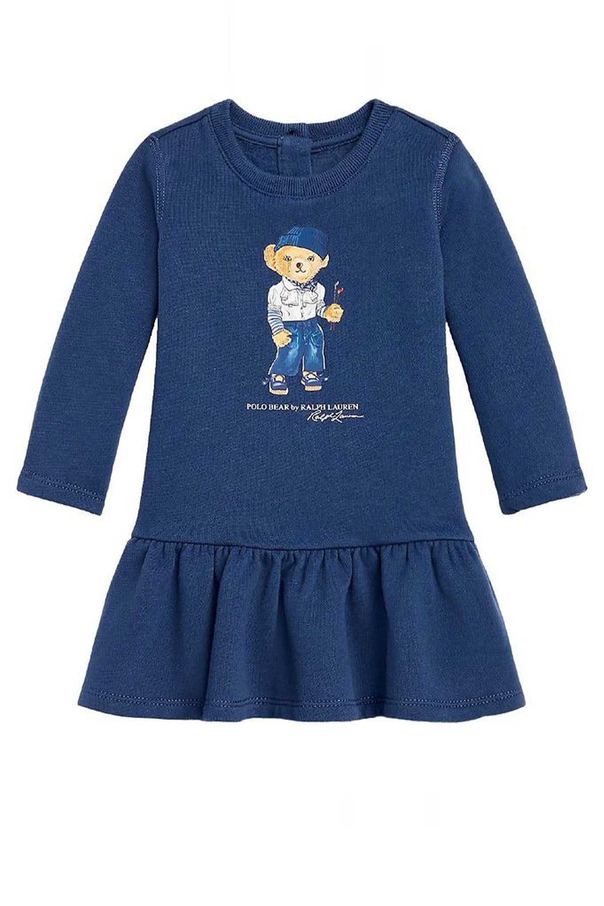 Polo Ralph Lauren Kids 6-12 Aylık Kız Bebek Polo Bear Sweatshirt Elbise-Libas Trendy Fashion Store