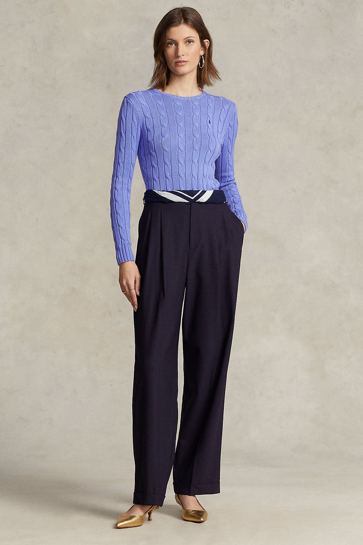 Polo Ralph Lauren Pima Cotton Slim Fit Yuvarlak Yaka Saç Örgü Triko-Libas Trendy Fashion Store