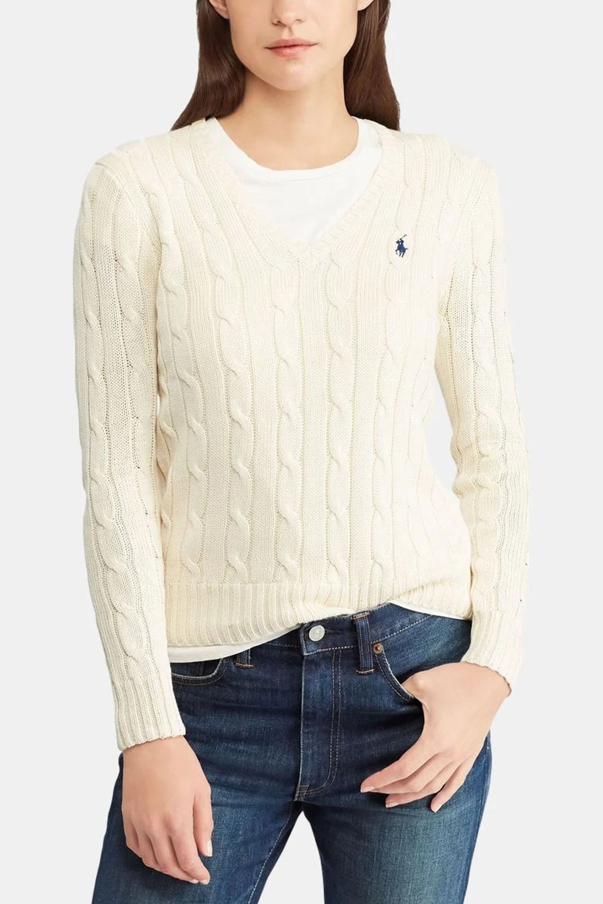 Polo Ralph Lauren Pima Cotton Slim Fit V Yaka Saç Örgü Triko-Libas Trendy Fashion Store