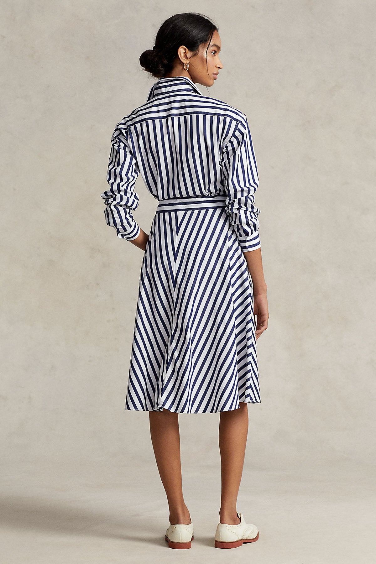 Polo Ralph Lauren Belden Kuşaklı Çizgili Midi Gömlek Elbise-Libas Trendy Fashion Store