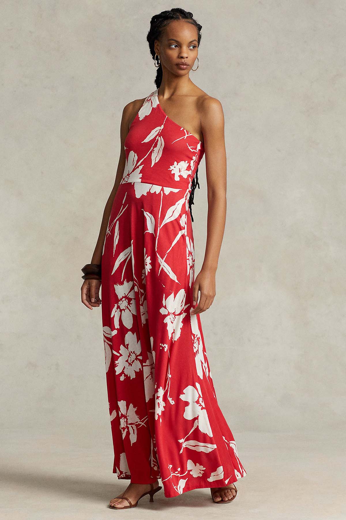 Polo Ralph Lauren Tek Omuz Çiçek Desenli Maxi Elbise-Libas Trendy Fashion Store