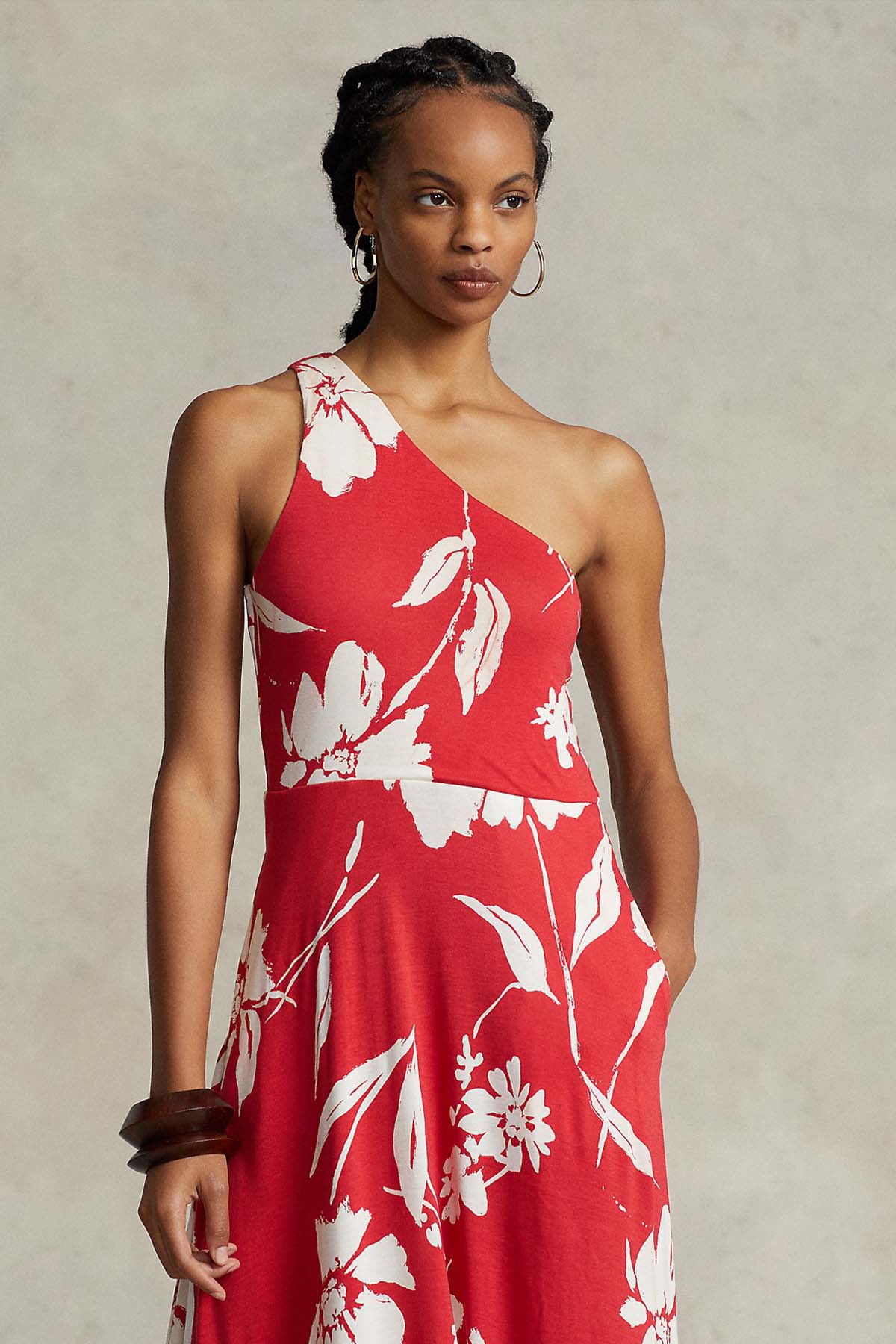 Polo Ralph Lauren Tek Omuz Çiçek Desenli Maxi Elbise-Libas Trendy Fashion Store