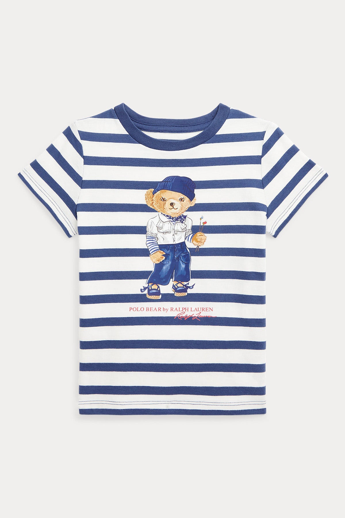 Polo Ralph Lauren Kids 2-4 Yaş Kız Çocuk Çizgili Polo Bear T-shirt-Libas Trendy Fashion Store