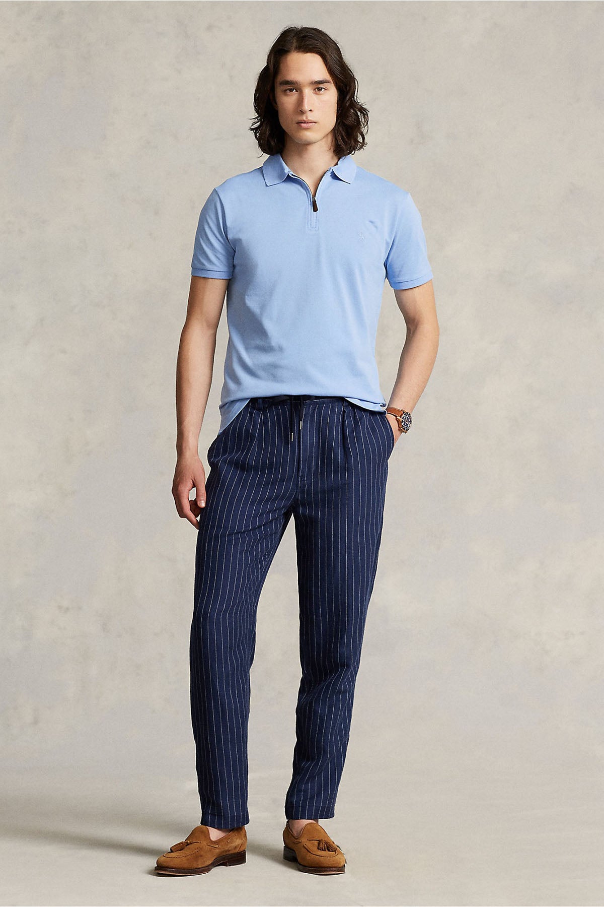 Polo Ralph Lauren Custom Slim Fit Stretch Mesh Fermuarlı Polo Yaka T-shirt-Libas Trendy Fashion Store