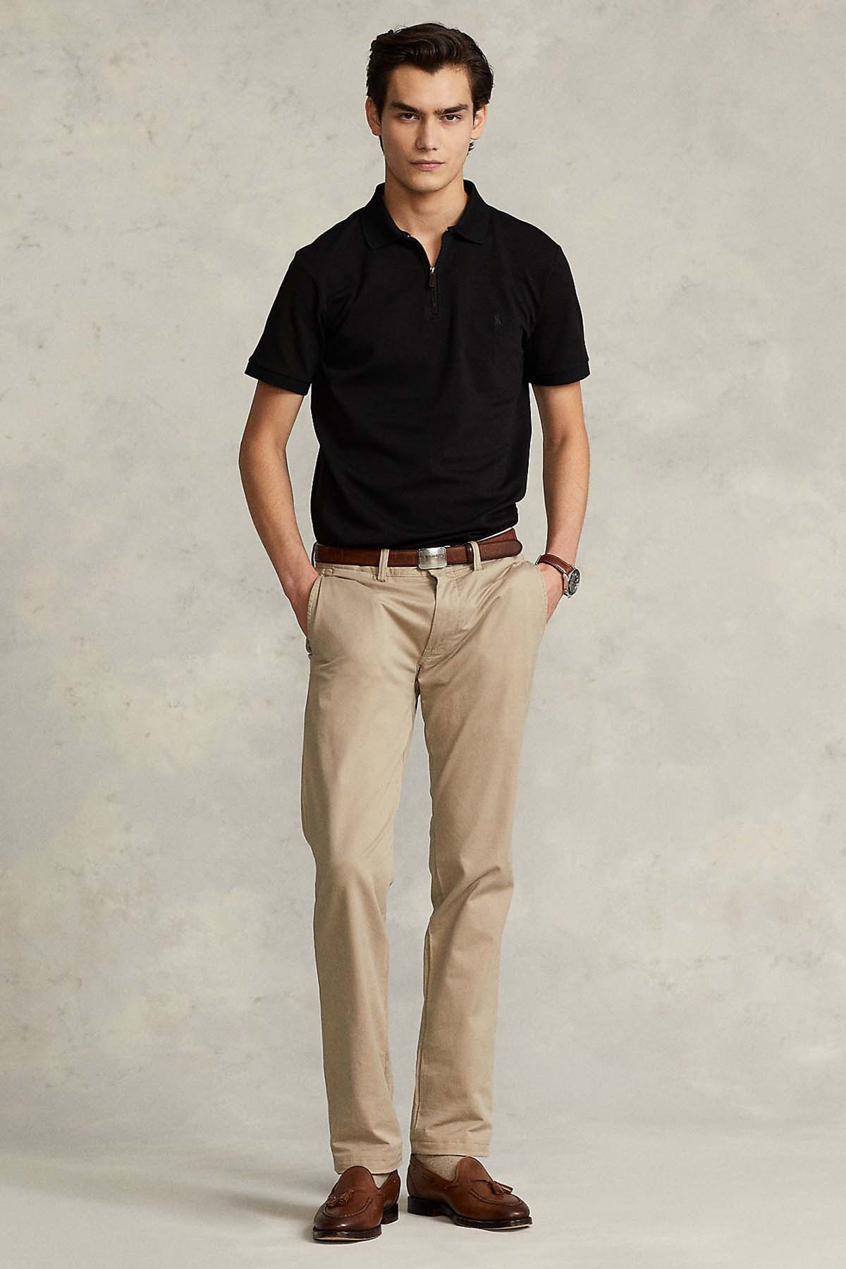 Polo Ralph Lauren Custom Slim Fit Stretch Mesh Fermuarlı Polo Yaka T-shirt-Libas Trendy Fashion Store