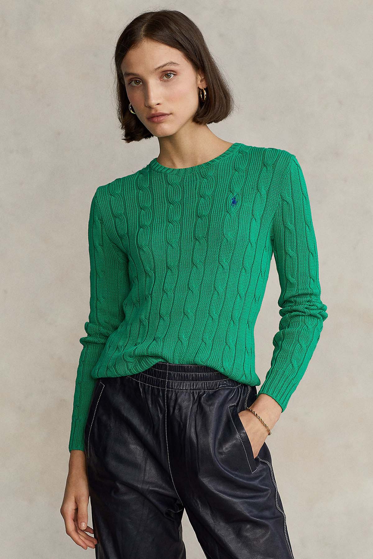 Polo Ralph Lauren Pima Cotton Slim Fit Yuvarlak Yaka Saç Örgü Triko-Libas Trendy Fashion Store