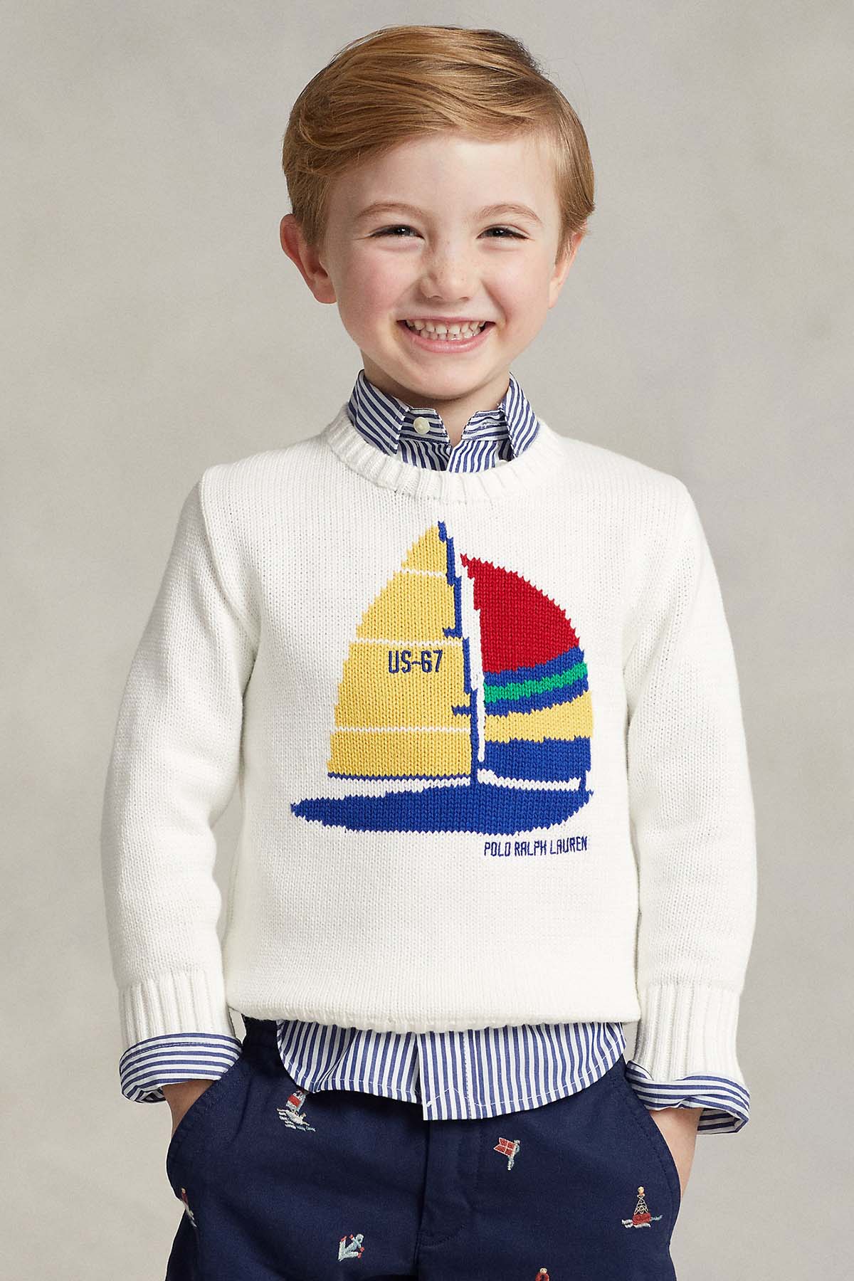 Polo Ralph Lauren Kids 2-4 Yaş Erkek Çocuk Yelken Temalı Örgü Triko-Libas Trendy Fashion Store