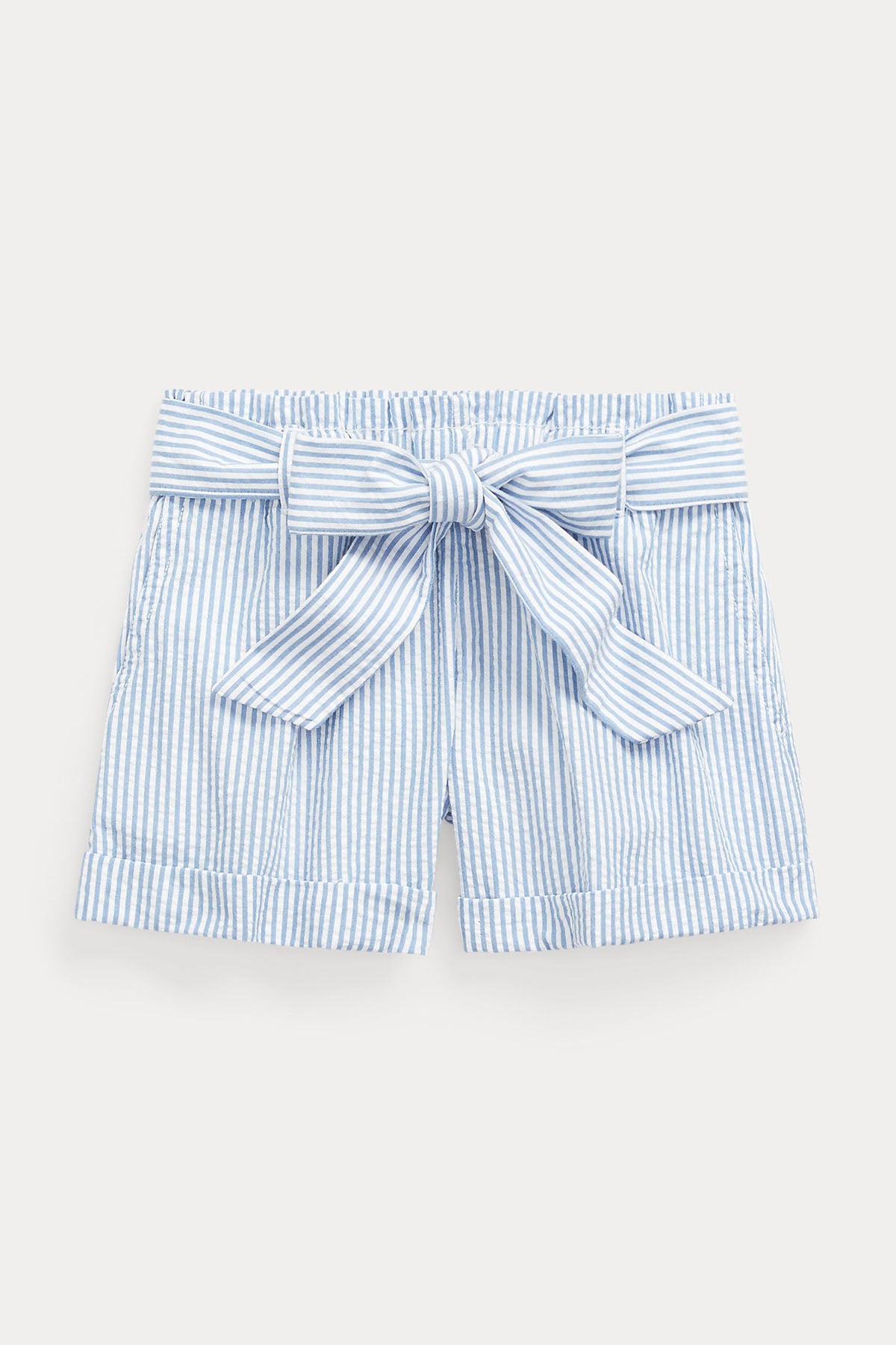Polo Ralph Lauren Kids 3-4 Yaş Kız Çocuk Belden Kuşaklı Çizgili Gofre Kumaş Şort-Libas Trendy Fashion Store