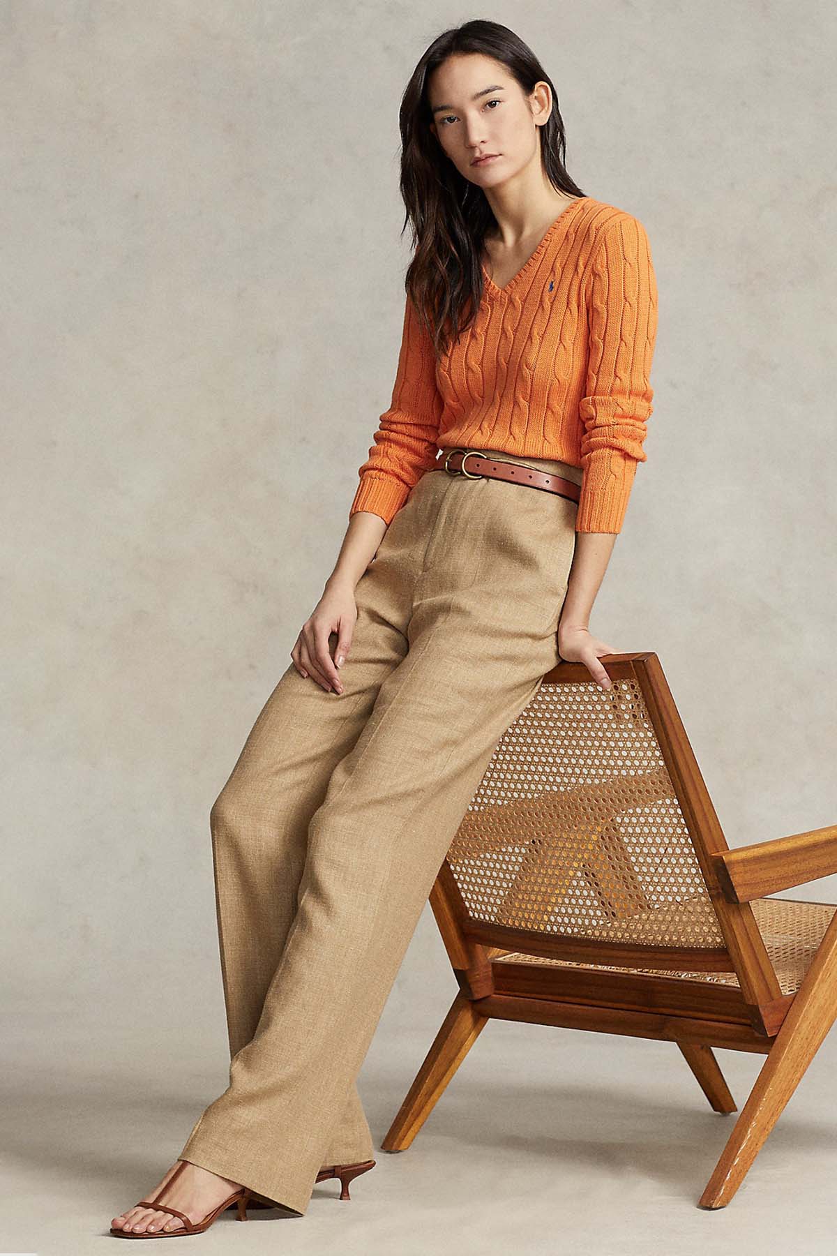 Polo Ralph Lauren Pima Cotton Slim Fit V Yaka Saç Örgü Triko-Libas Trendy Fashion Store