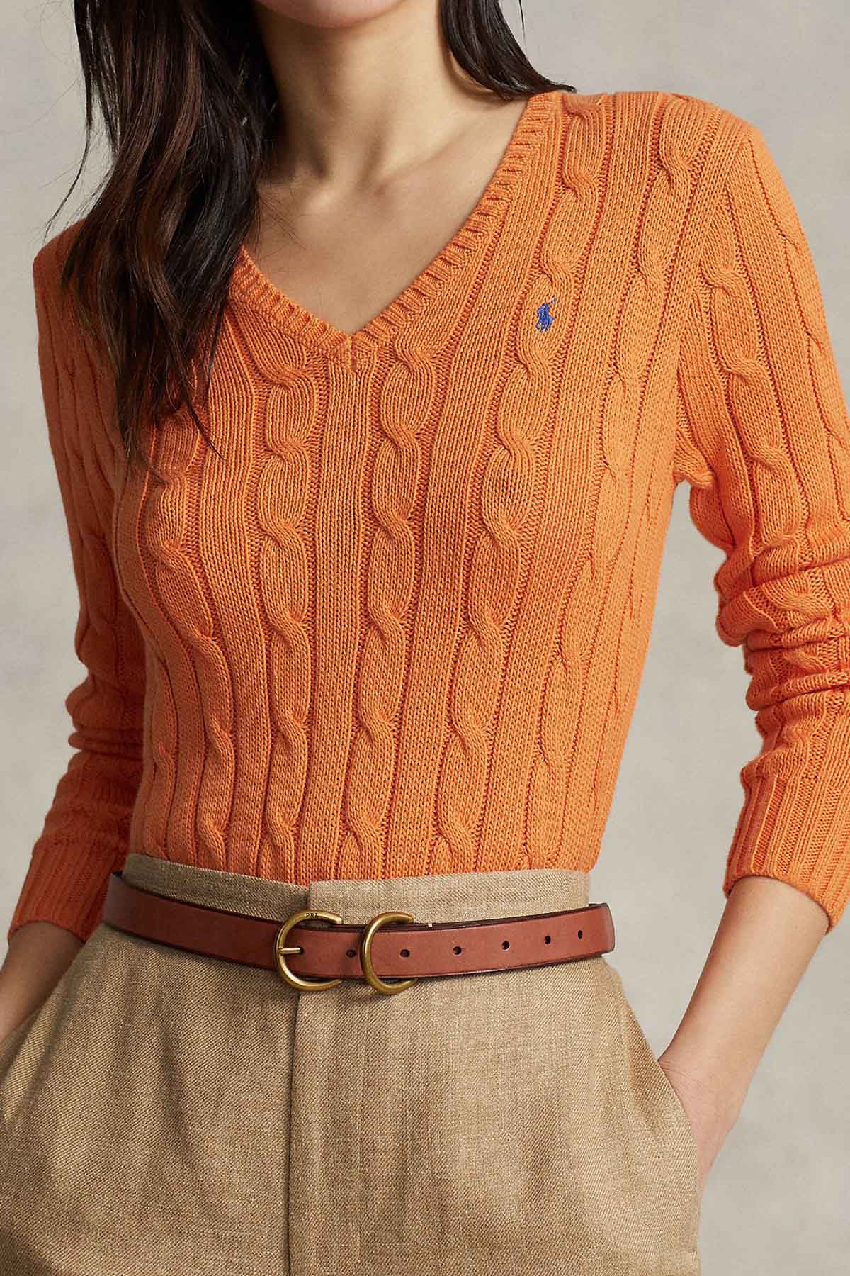 Polo Ralph Lauren Pima Cotton Slim Fit V Yaka Saç Örgü Triko-Libas Trendy Fashion Store