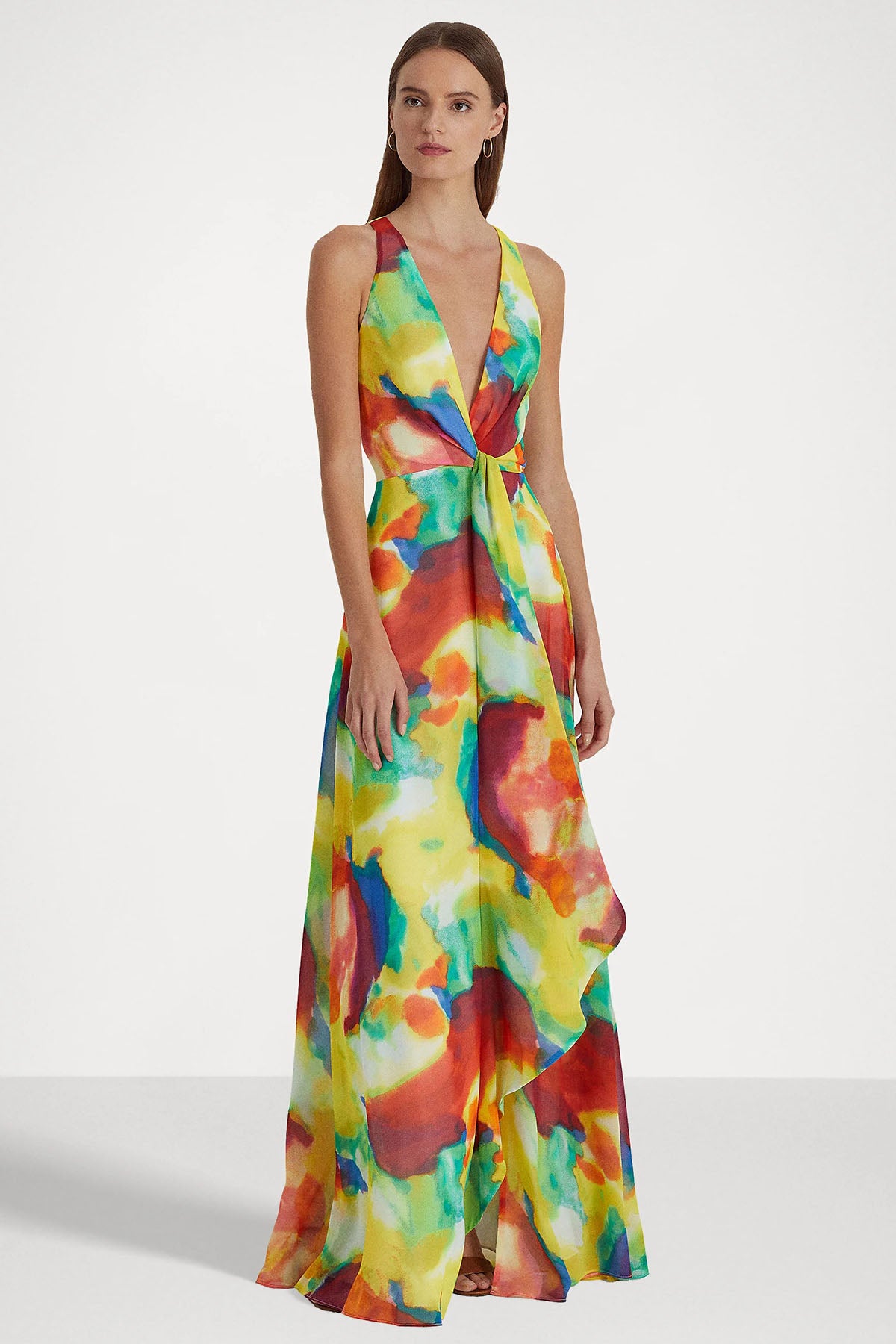 Polo Ralph Lauren Renkli Maxi Abiye Elbise-Libas Trendy Fashion Store