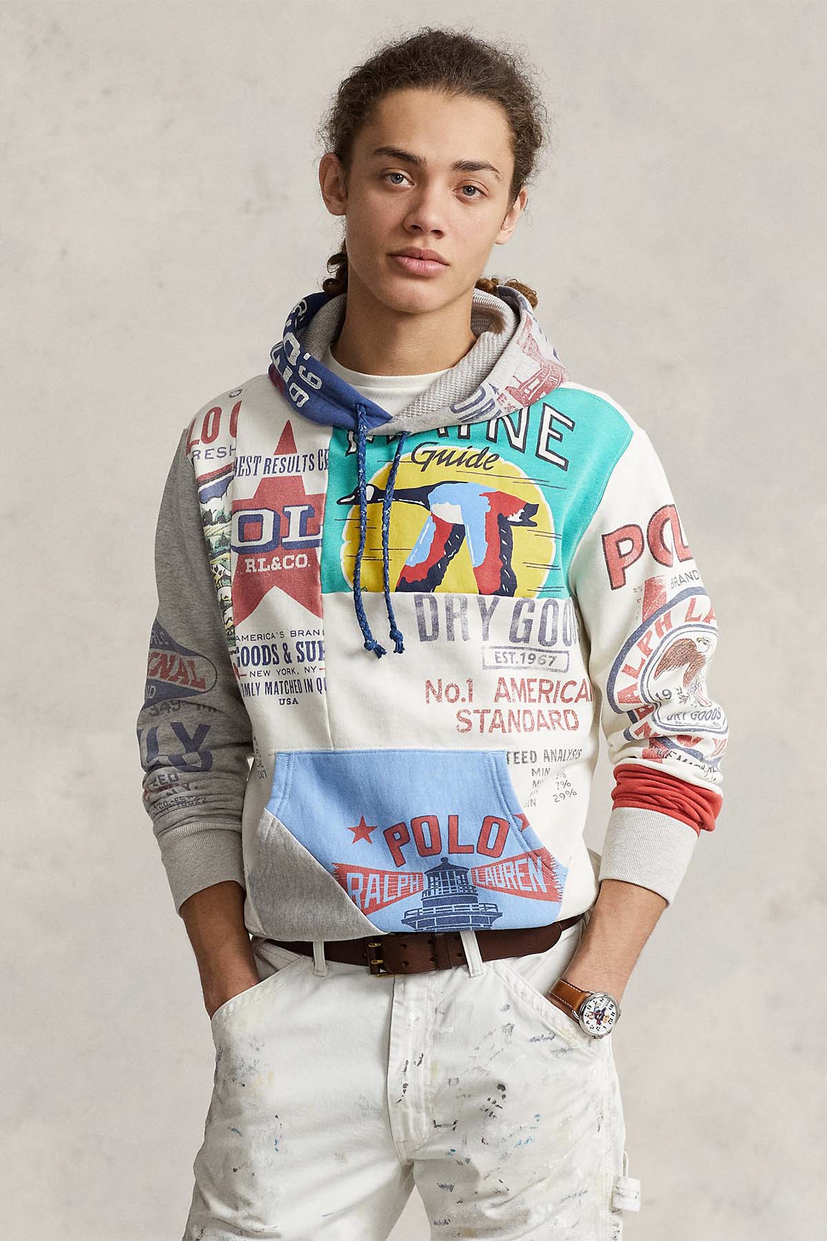 Polo Ralph Lauren Kapüşonlu Patchwork Desenli Sweatshirt-Libas Trendy Fashion Store