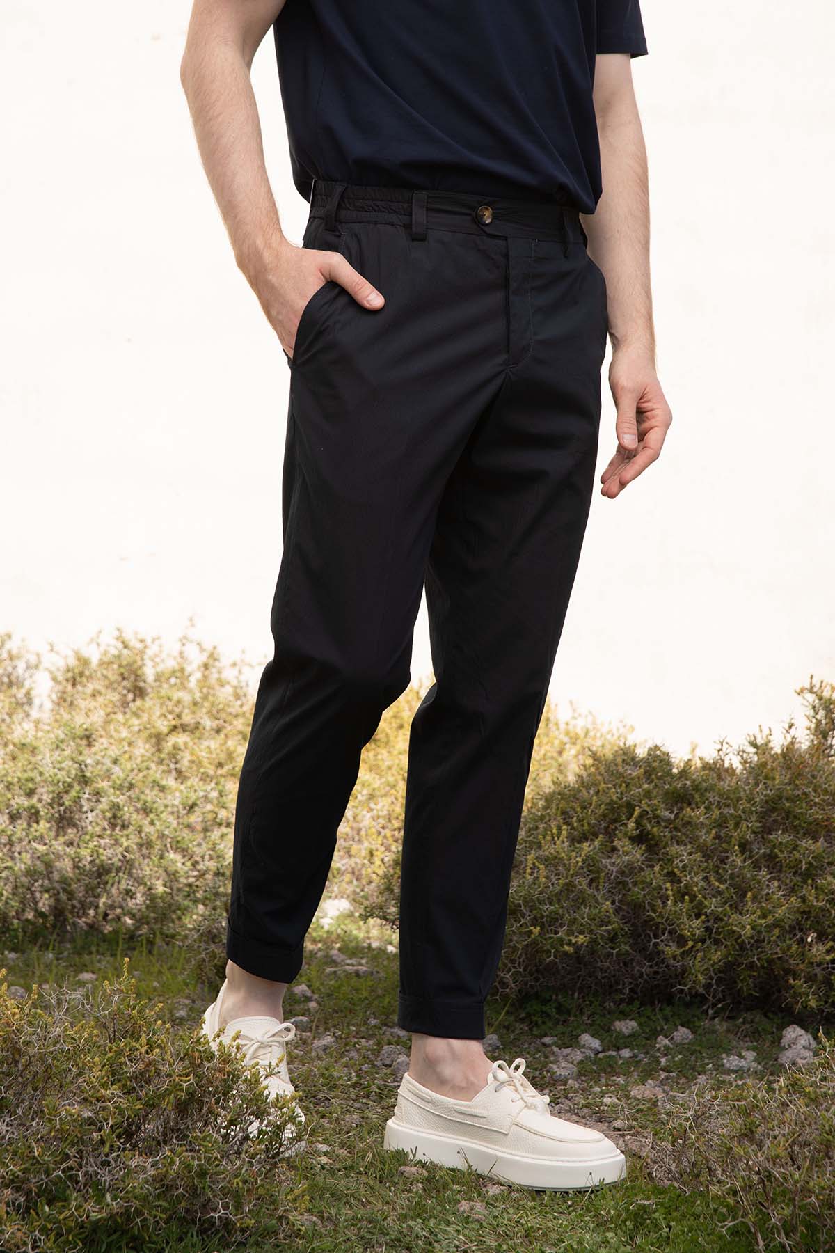 Pantaloni Torino The Rebel Streç Gofre Kumaş Duble Paça Pantolon-Libas Trendy Fashion Store