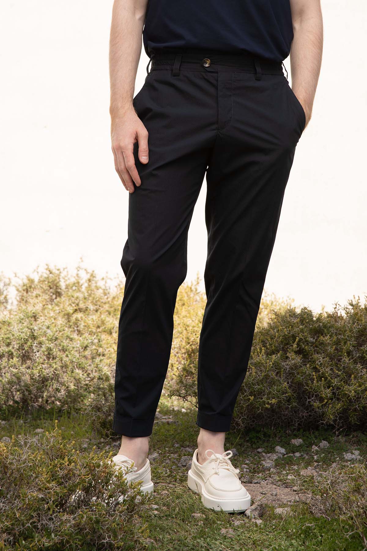 Pantaloni Torino The Rebel Streç Gofre Kumaş Duble Paça Pantolon-Libas Trendy Fashion Store