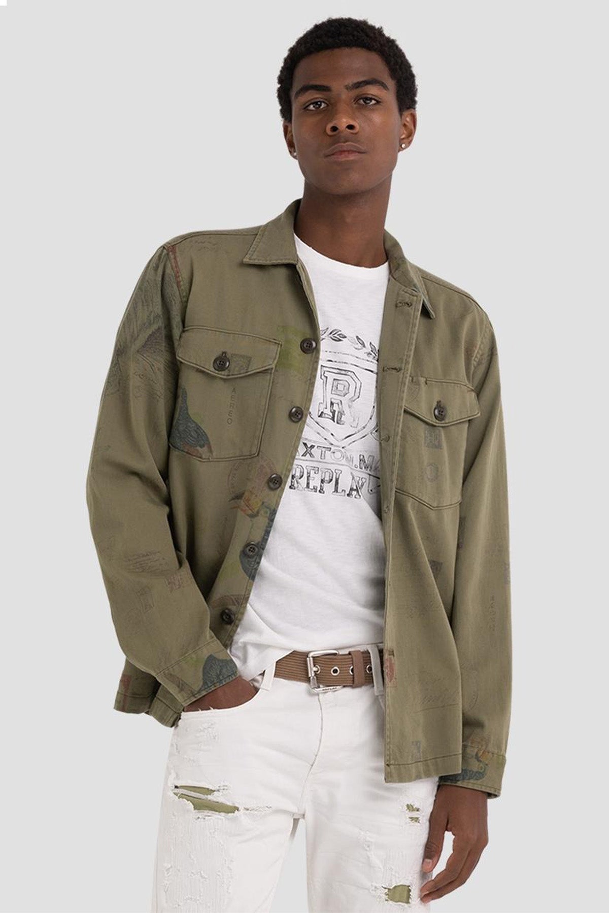 Replay Cep Detaylı Baskılı Gömlek Ceket-Libas Trendy Fashion Store