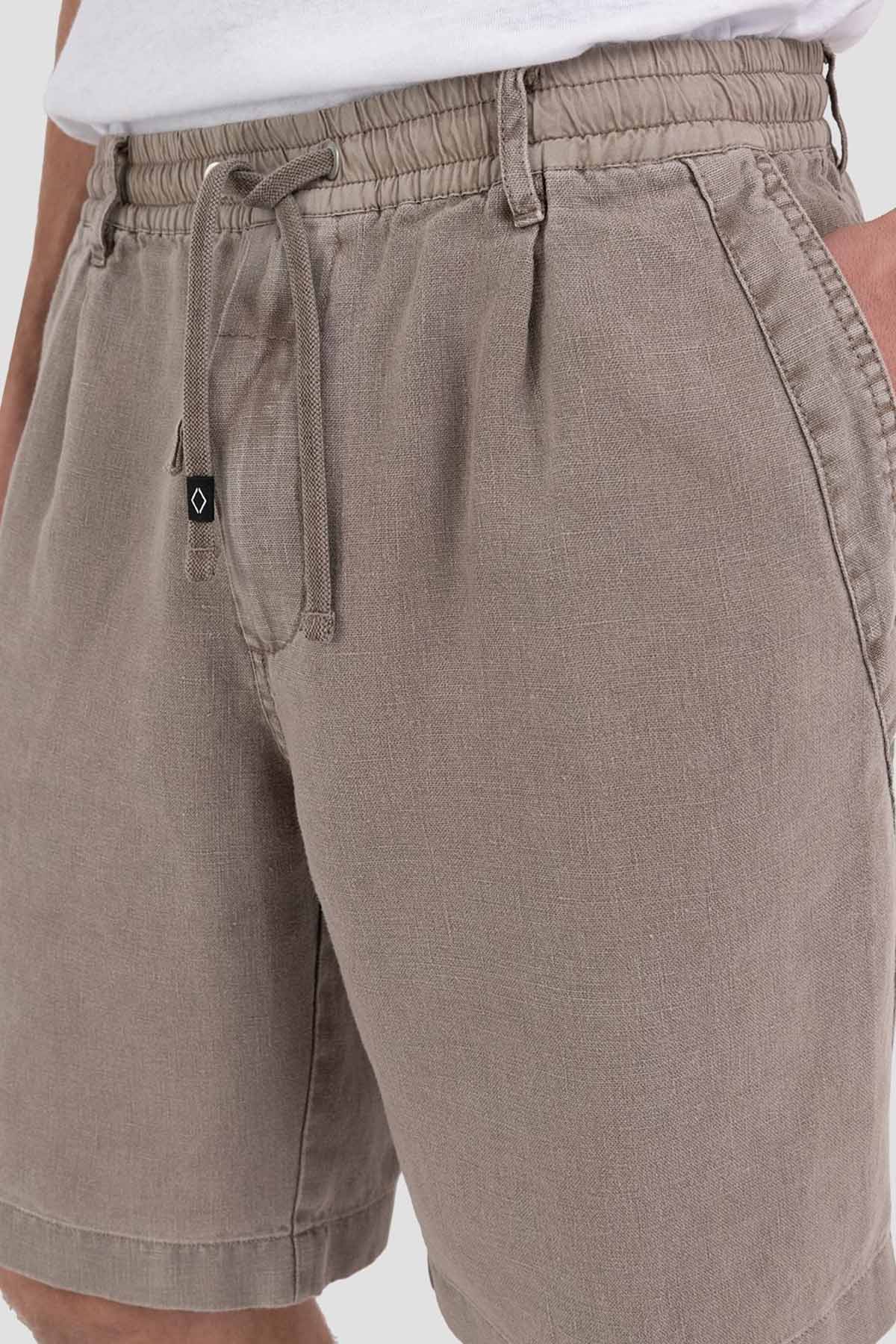 Replay Beli Lastikli Tek Pileli Keten Şort-Libas Trendy Fashion Store