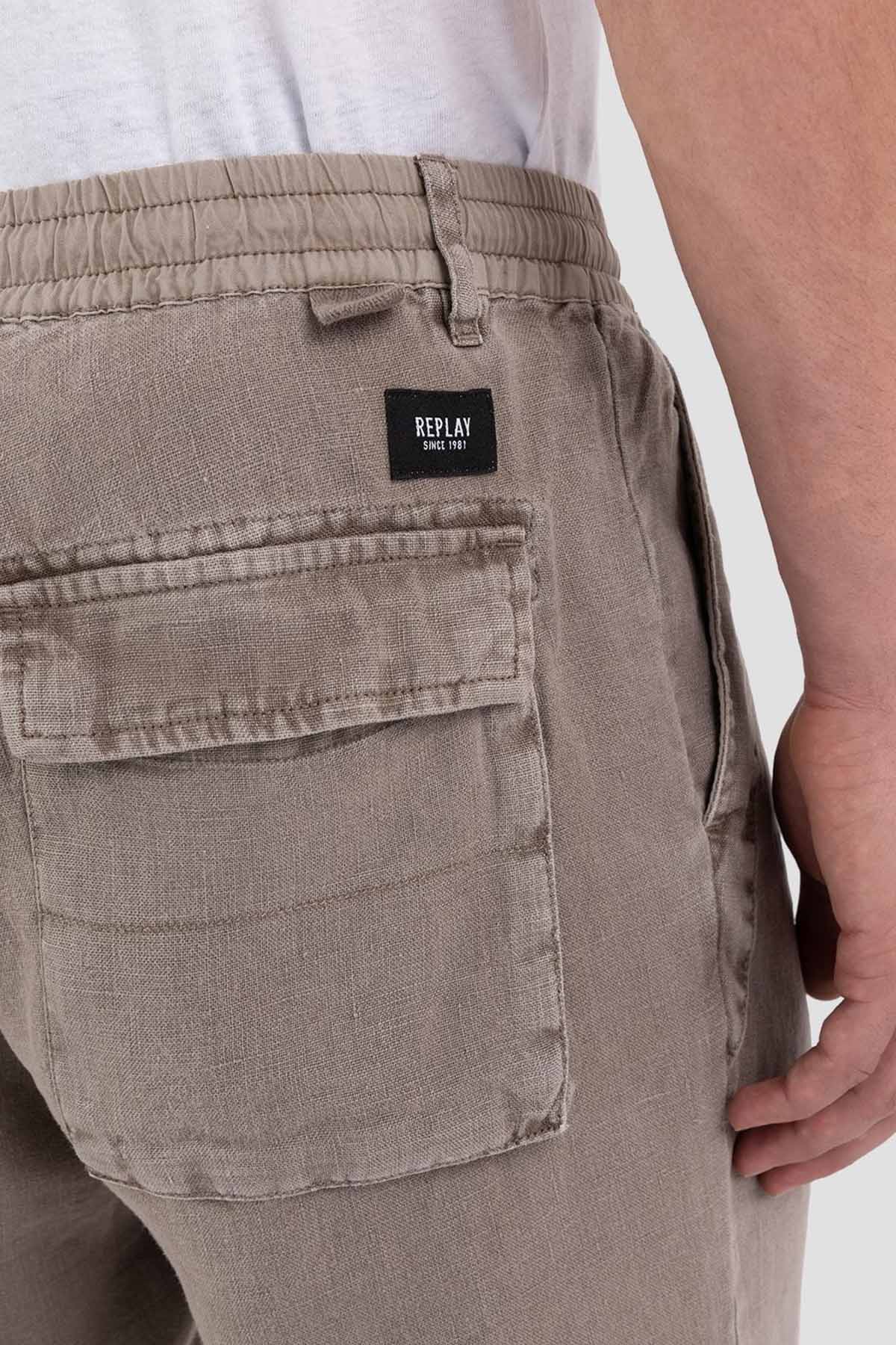 Replay Beli Lastikli Tek Pileli Keten Şort-Libas Trendy Fashion Store