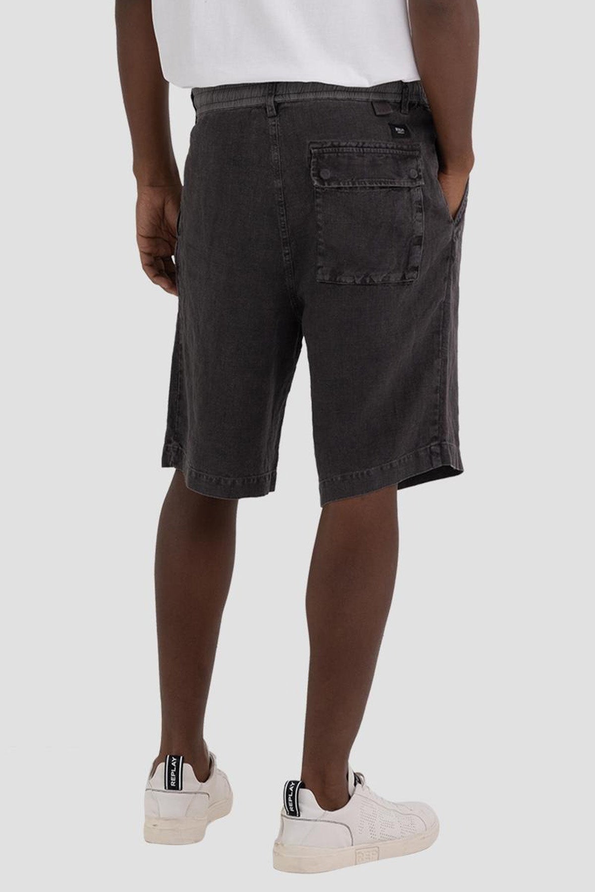 Replay Beli Lastikli Tek Pile Keten Şort-Libas Trendy Fashion Store