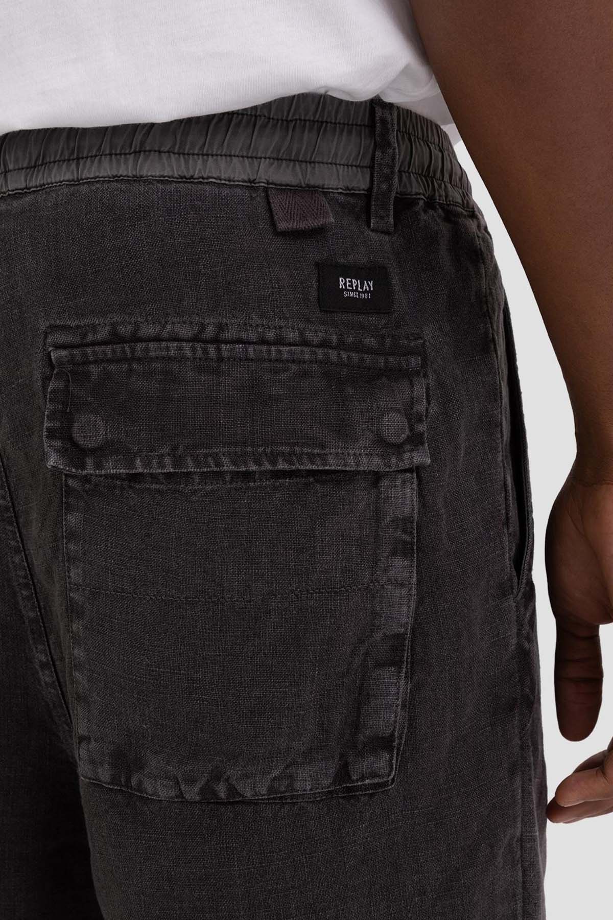 Replay Beli Lastikli Tek Pile Keten Şort-Libas Trendy Fashion Store