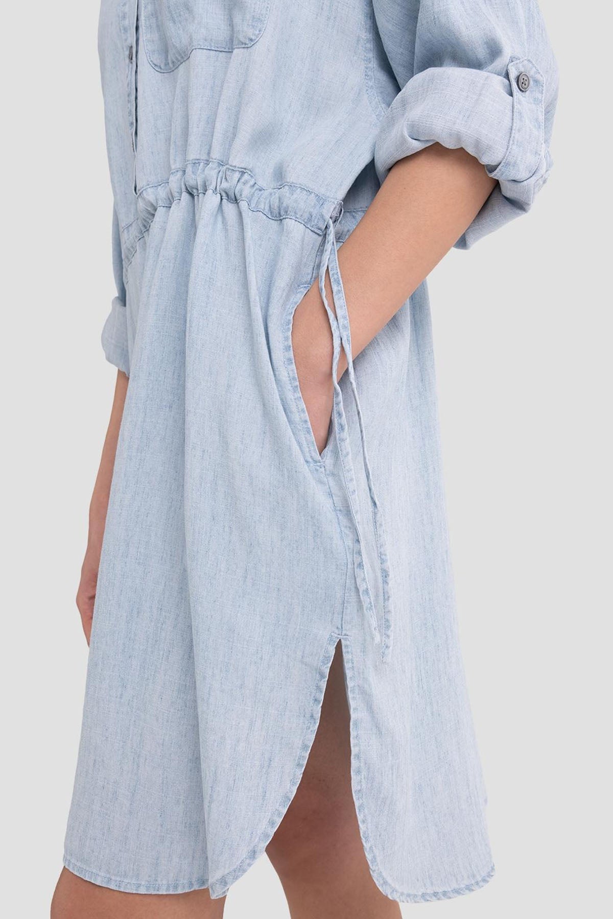 Replay Geniş Kesim Belden Büzgülü Denim Gömlek Elbise-Libas Trendy Fashion Store