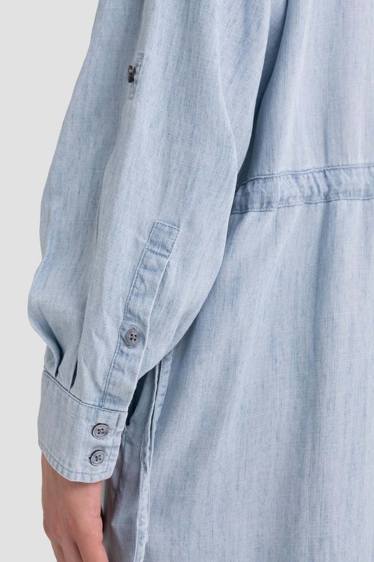 Replay Geniş Kesim Belden Büzgülü Denim Gömlek Elbise-Libas Trendy Fashion Store