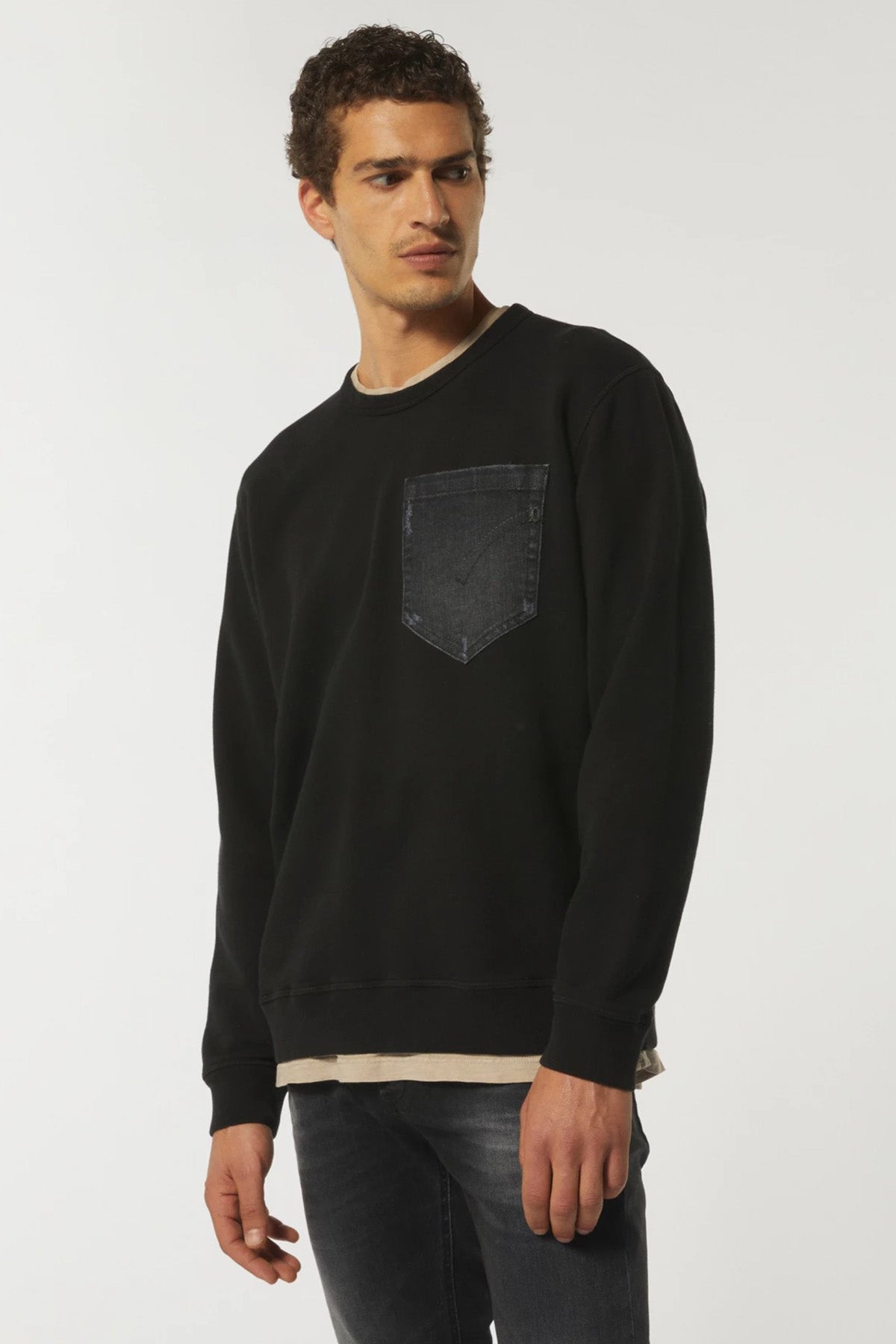 Dondup Yuvarlak Yaka Denim Cep Detaylı Logolu Sweatshirt-Libas Trendy Fashion Store