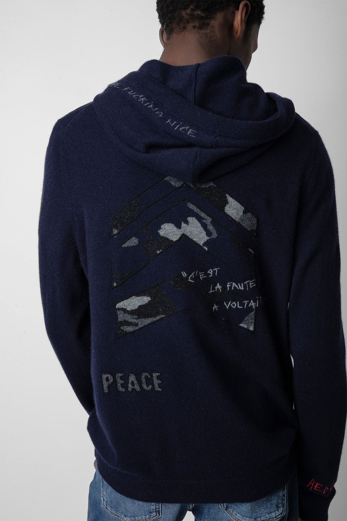 Zadig & Voltaire Logolu Kapüşonlu Kaşmirli Örgü Yün Triko Ceket