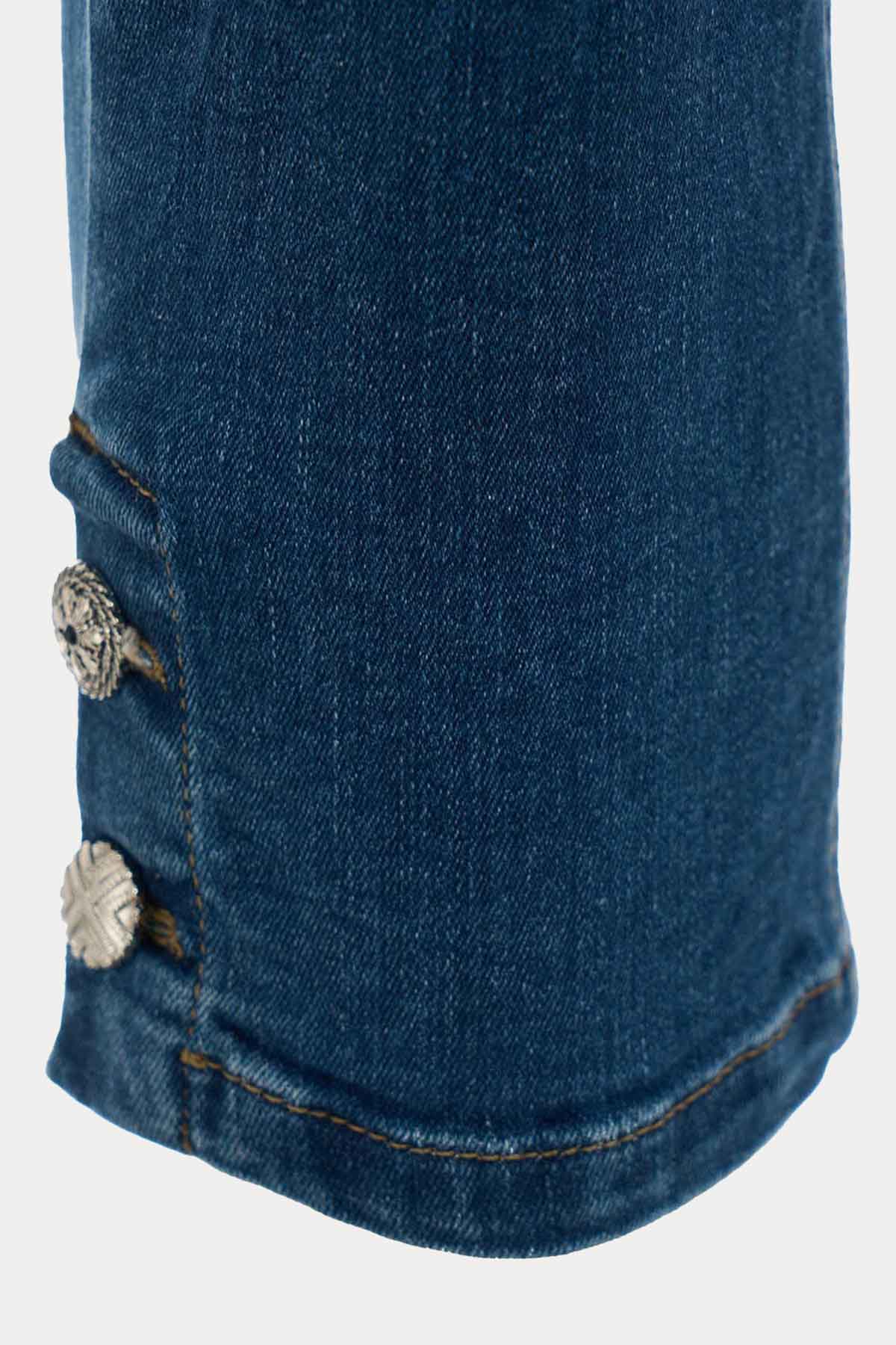 Liu Jo Yüksek Bel Düğmeli Crop Paça Jeans