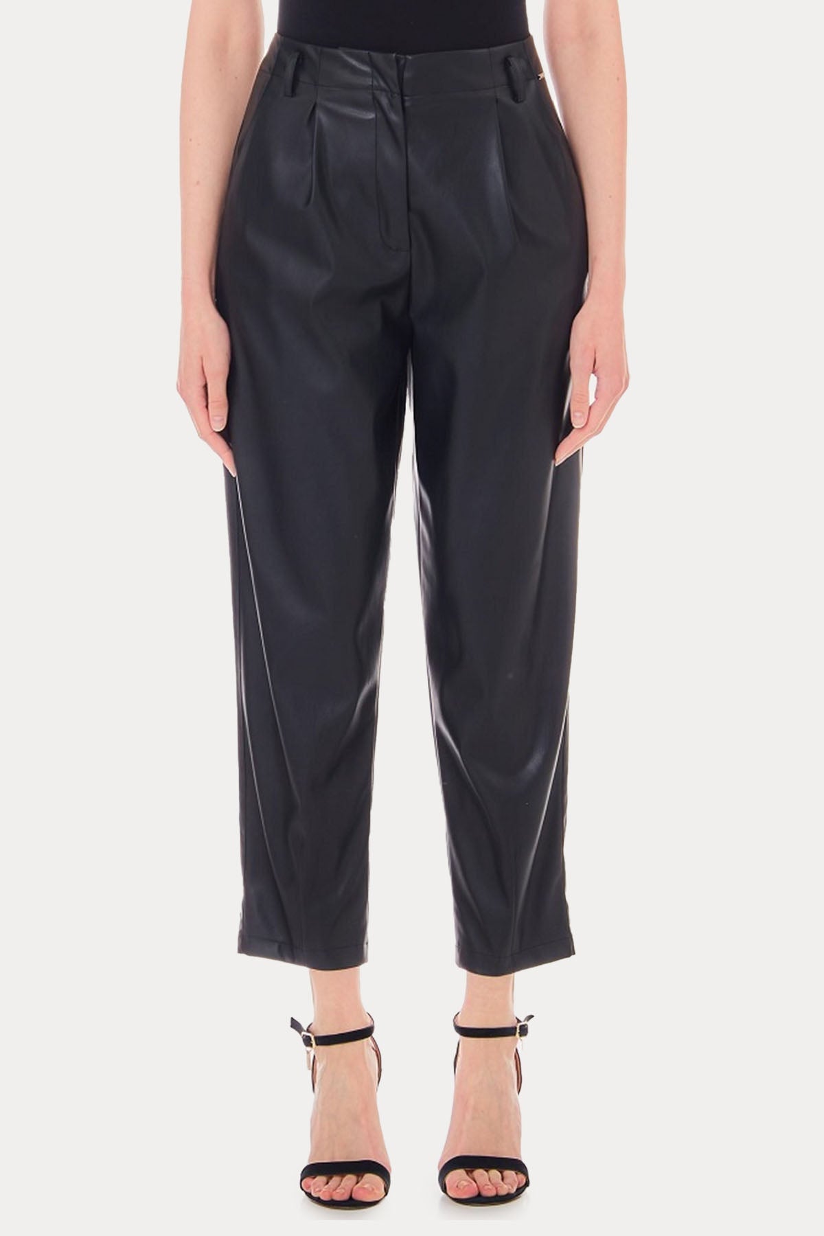 Liu Jo Tek Pileli Yüksek Bel Deri Pantolon