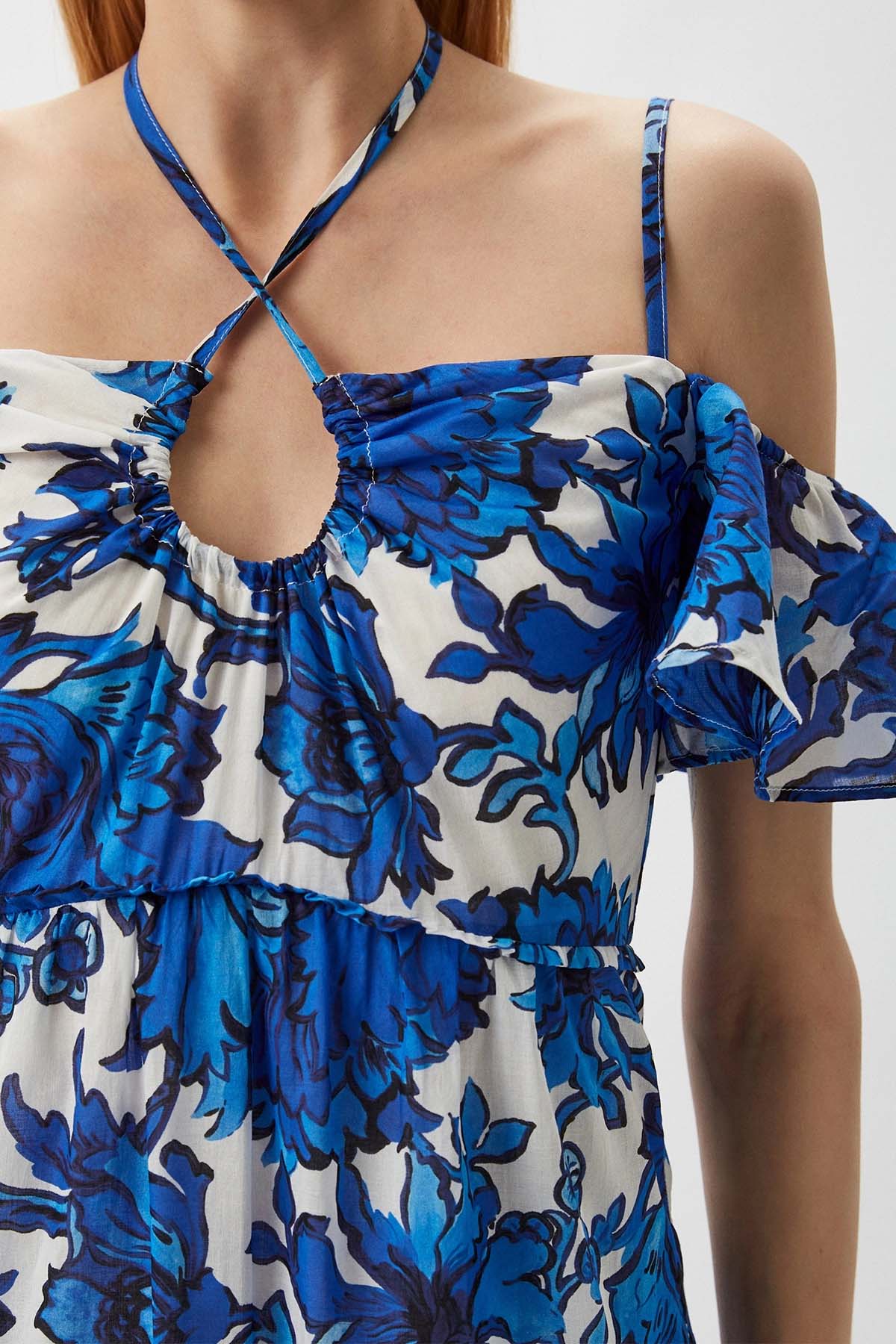 Liu Jo Çiçek Desenli Askılı Straplez Yaka Maxi Elbise