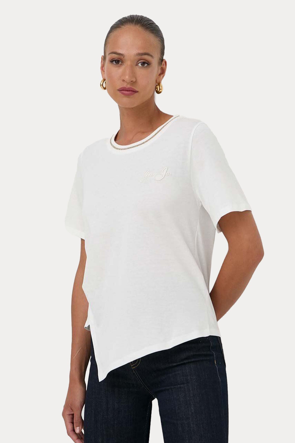 Liu Jo Asimetrik Kesim Yuvarlak Yaka T-shirt