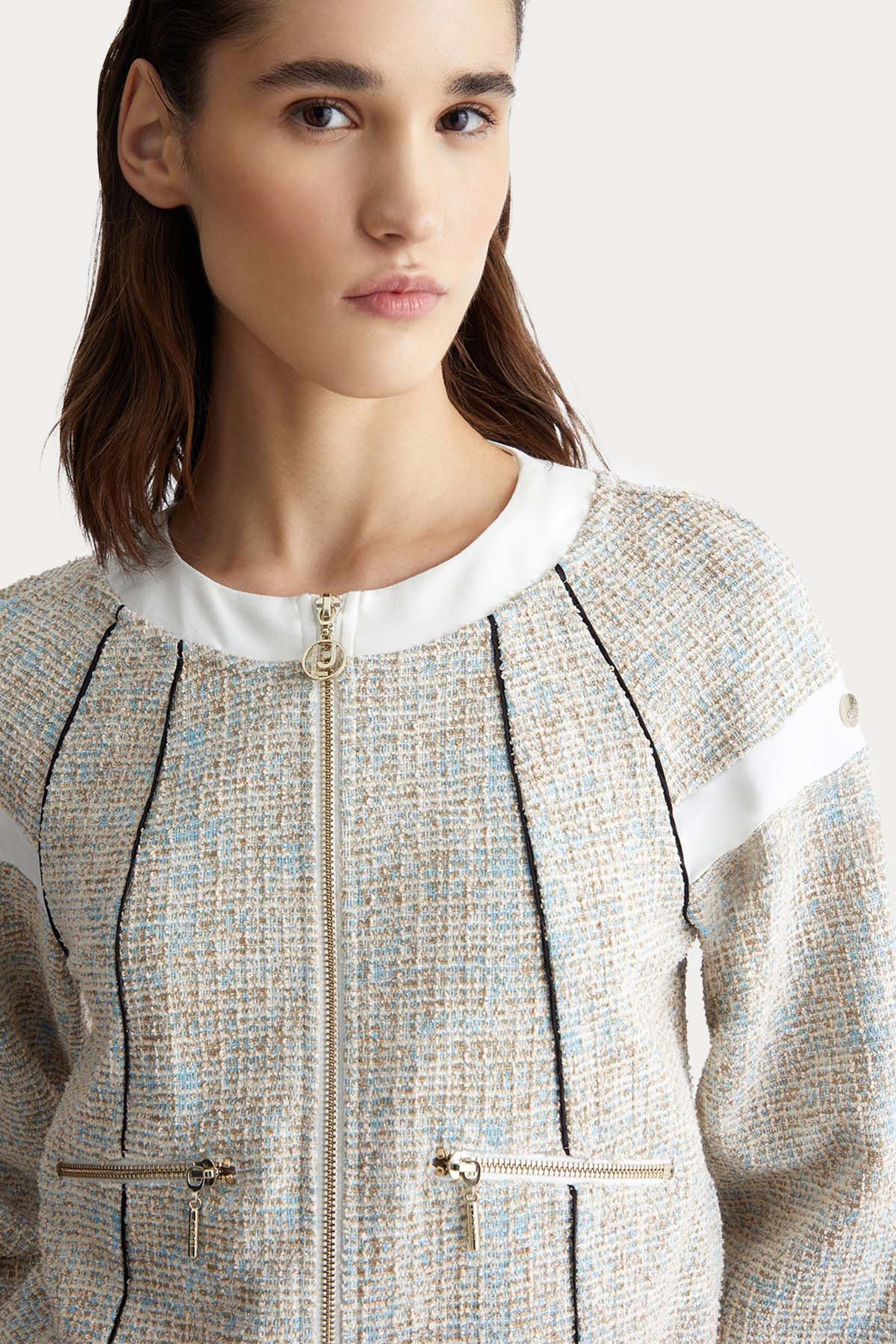 Liu Jo Renkli Örgü Detaylı Sweatshirt Ceket-Ceket-Libas