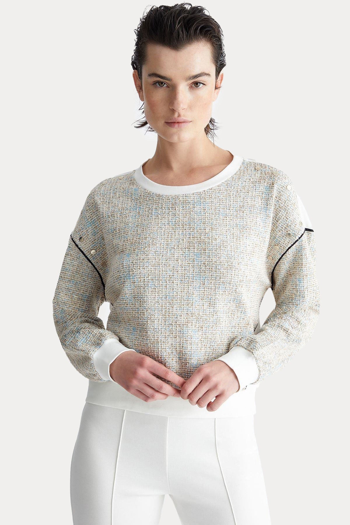 Liu Jo Yuvarlak Yaka Renkli Örgü Detaylı Sweatshirt