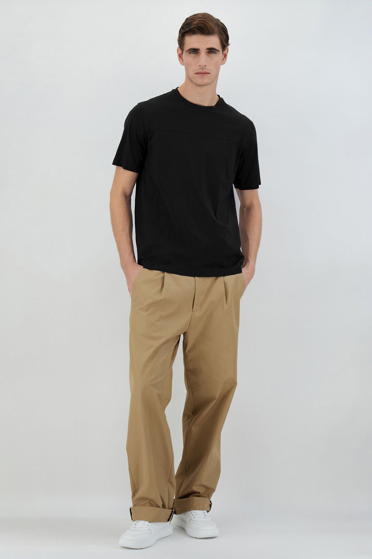 Herno Yuvarlak Yaka Streç T-shirt-T-shirt-Libas