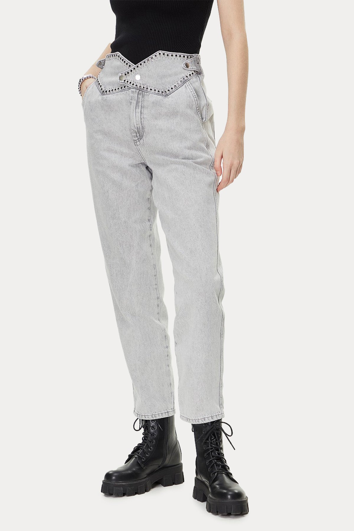 Bsb Mom Fit Troklu Yüksek Bel Jeans-Jeans-Libas
