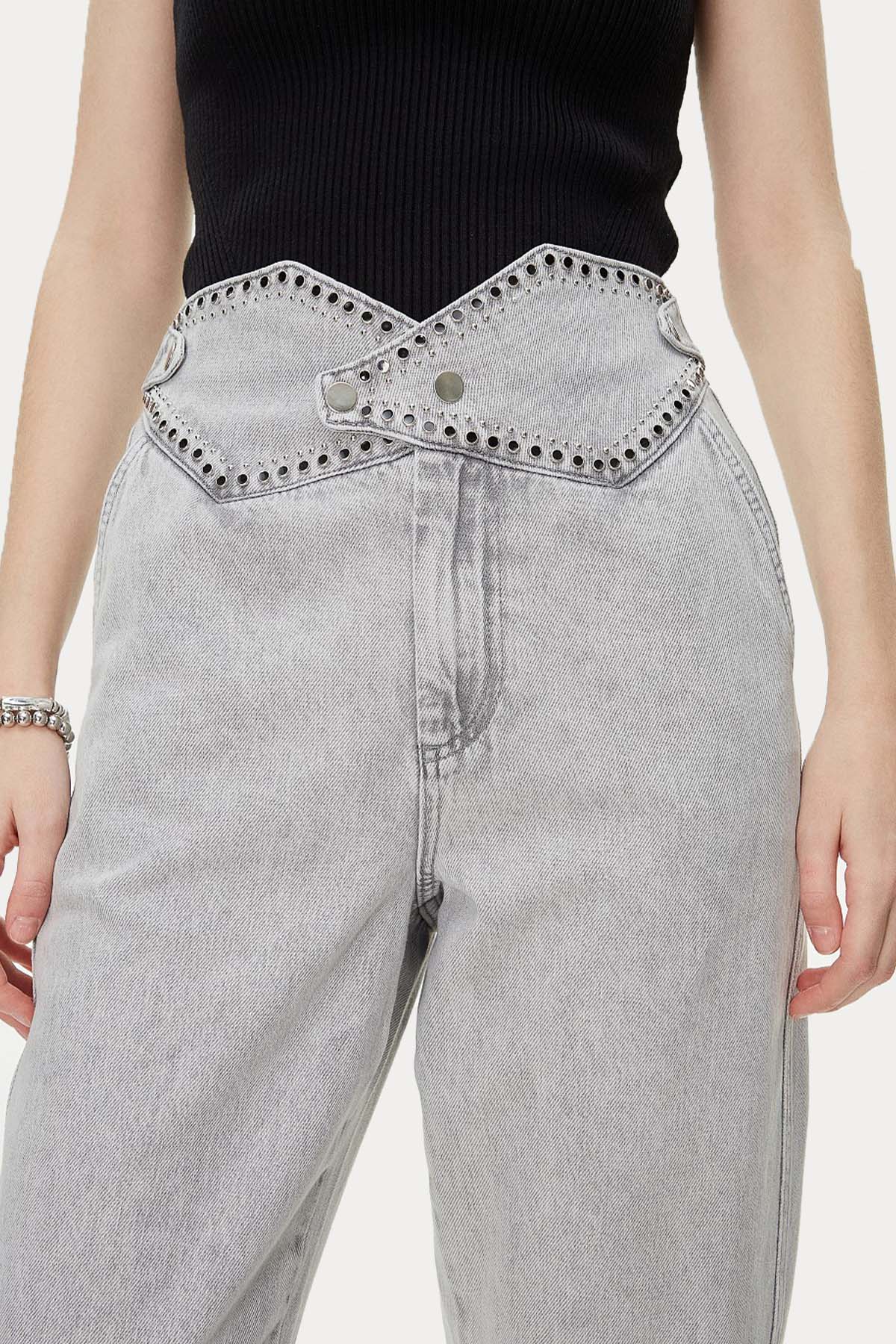 Bsb Mom Fit Troklu Yüksek Bel Jeans-Jeans-Libas