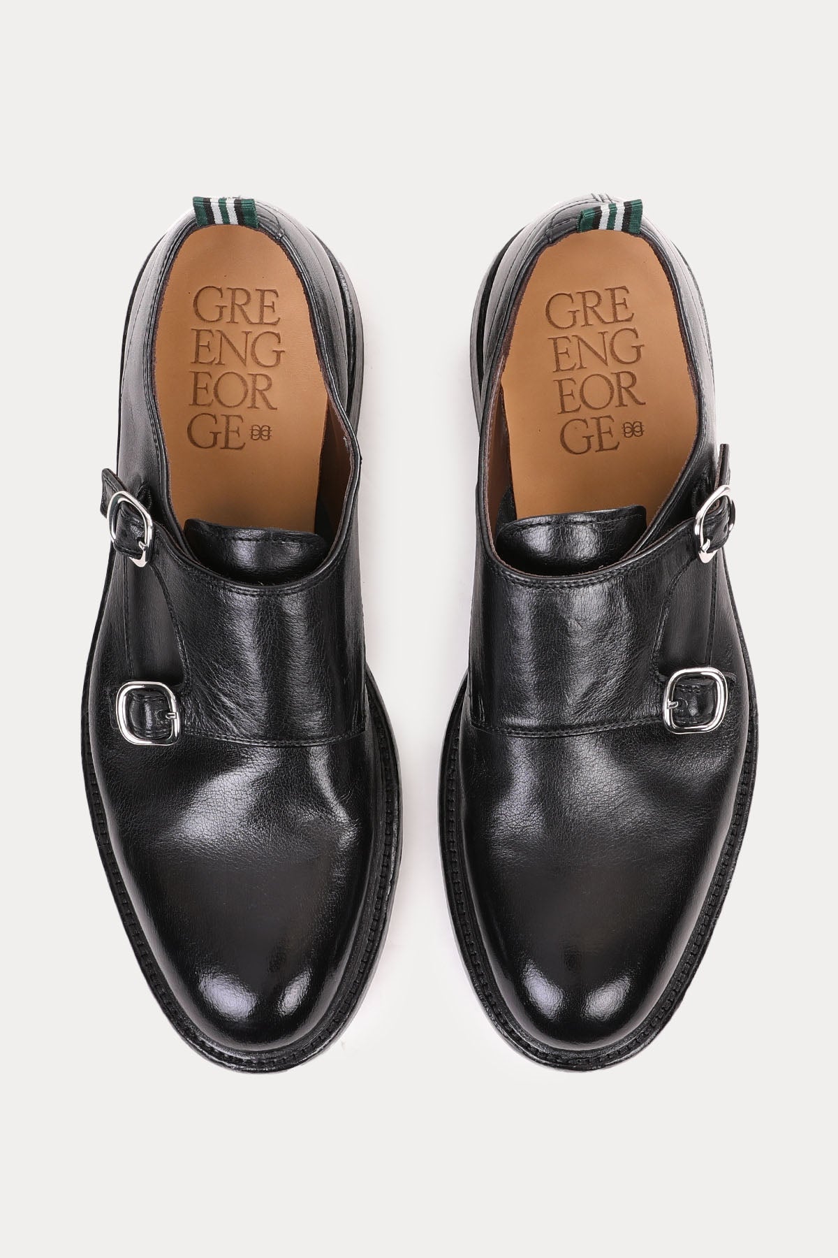 Green George Deri Çift Tokalı Loafer Ayakkabı