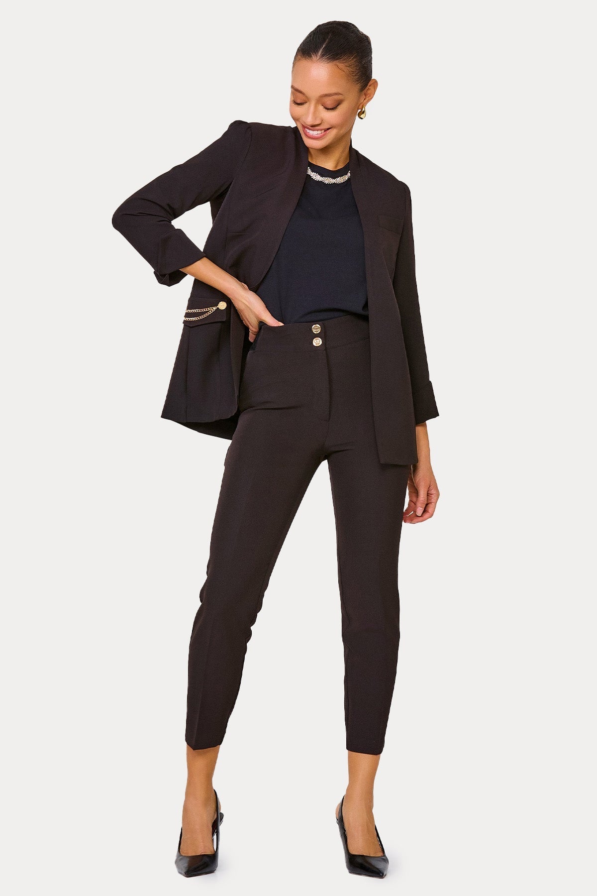 Lynne Yüksek Bel Yandan Cepli Pantolon