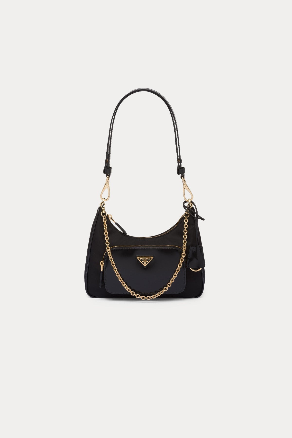 Prada Re - Nylon Logolu Deri Detaylı Omuz Çantası